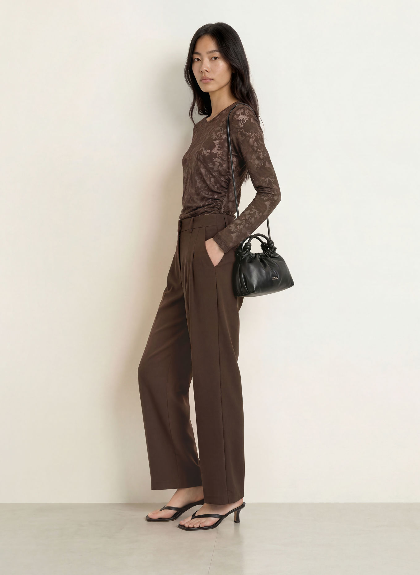MSCH COPENHAGEN MSCHBRIGETTA Long-sleeve shirt in Jacquard: DARK BROWN