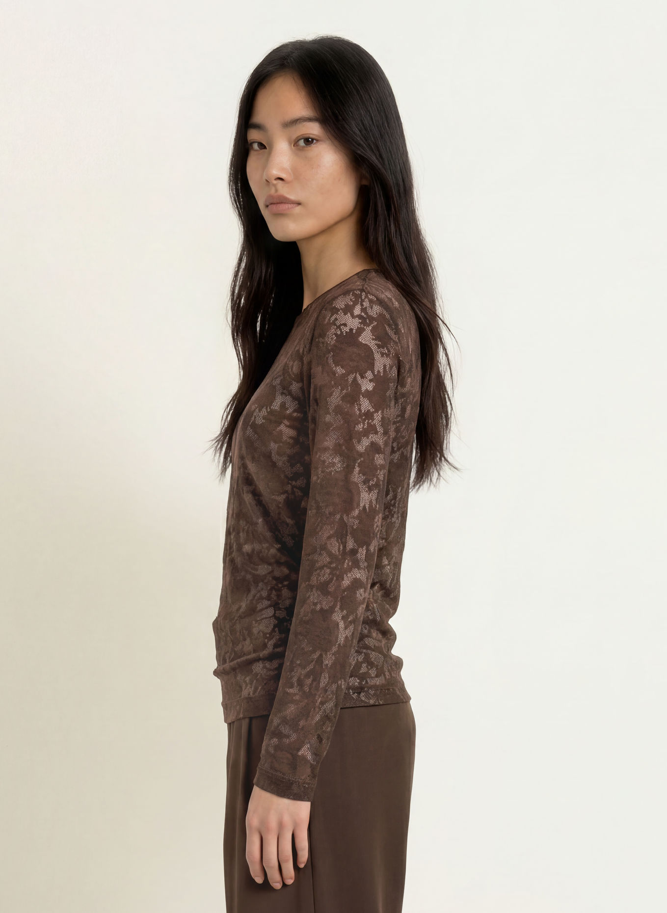MSCH COPENHAGEN MSCHBRIGETTA Long-sleeve shirt in Jacquard: DARK BROWN