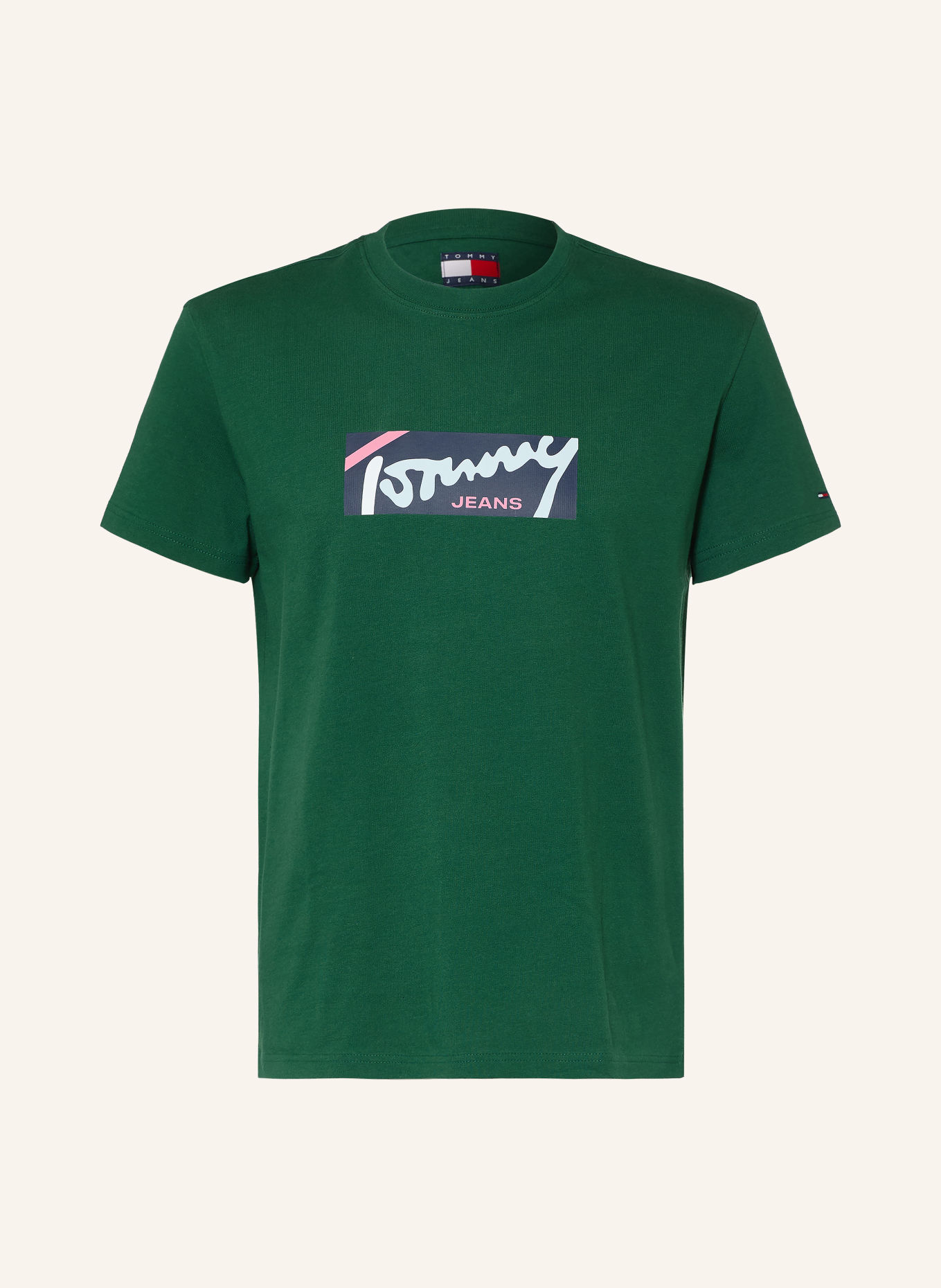 TOMMY JEANS T-shirt: DONKERGROEN / ROZE / LICHTBLAUW