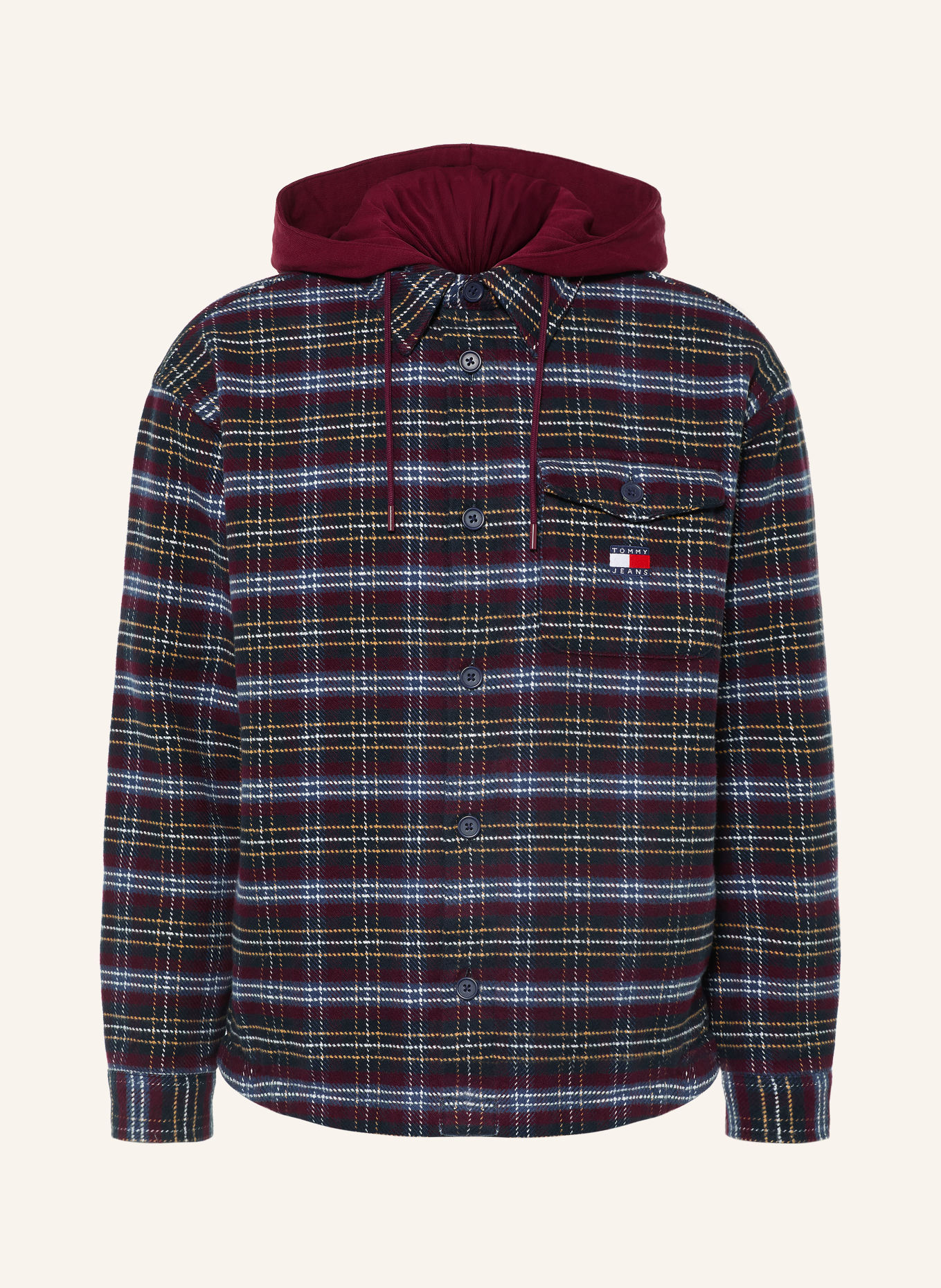 TOMMY JEANS Jachetă de exterior: ALBASTRU ÎNCHIS / BEJ / ROȘU ÎNCHIS
