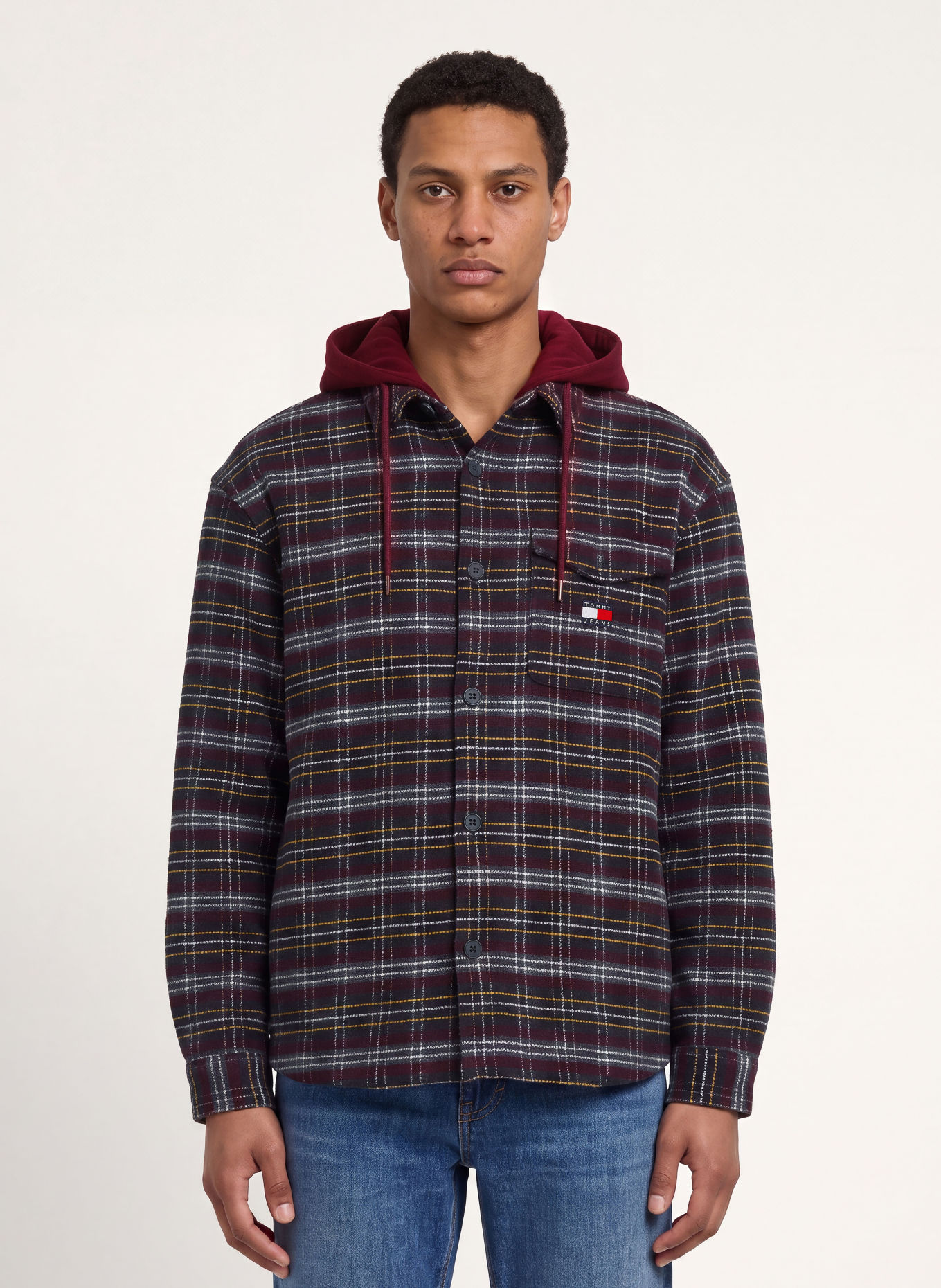 TOMMY JEANS Jachetă de exterior: ALBASTRU ÎNCHIS / BEJ / ROȘU ÎNCHIS
