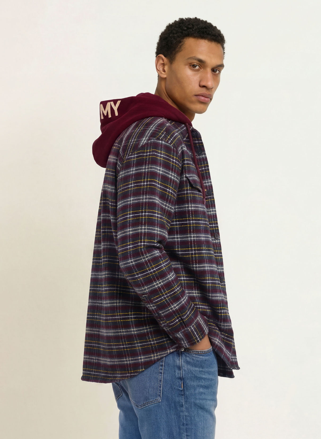 TOMMY JEANS Jachetă de exterior: ALBASTRU ÎNCHIS / BEJ / ROȘU ÎNCHIS