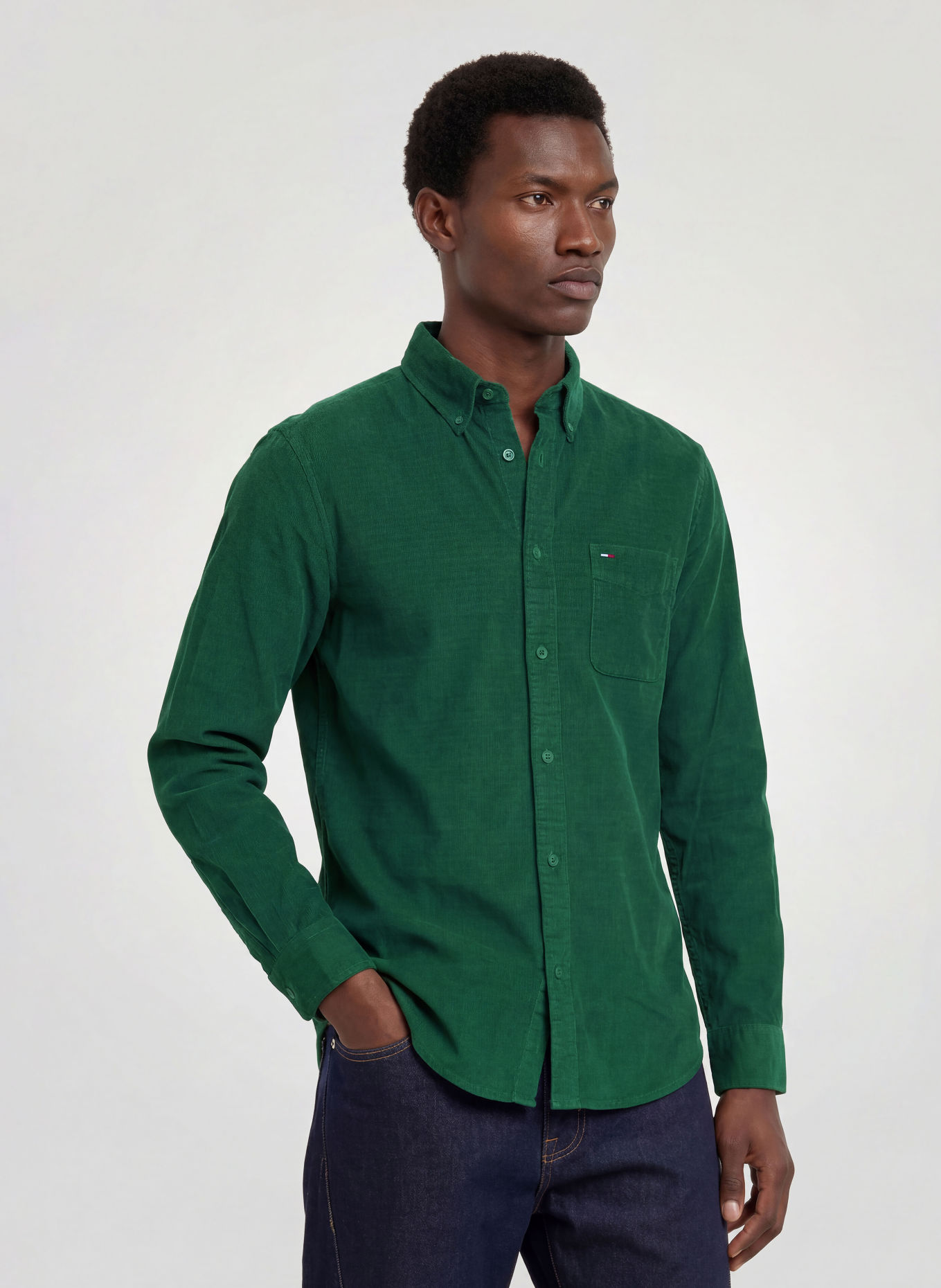 TOMMY JEANS Cordoverhemd Comfort Fit: GROEN