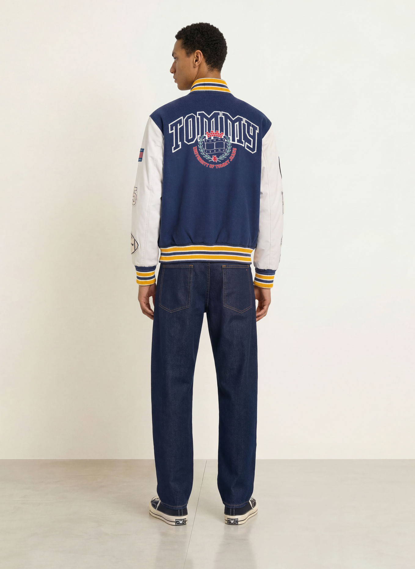 TOMMY JEANS Blouson van verschillende materialen: DONKERROOD / DONKERBLAUW / WIT