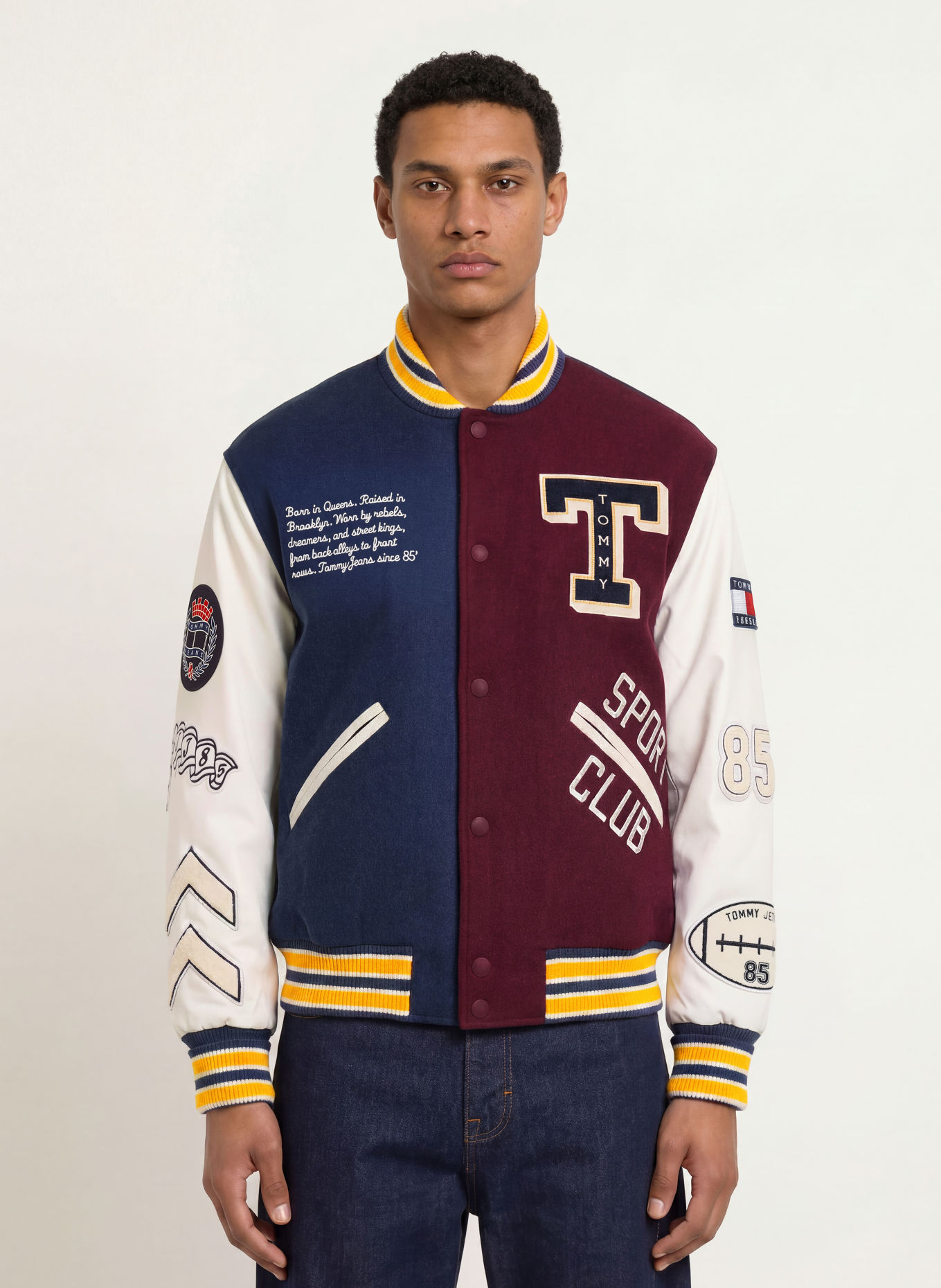 TOMMY JEANS Blouson van verschillende materialen: DONKERROOD / DONKERBLAUW / WIT
