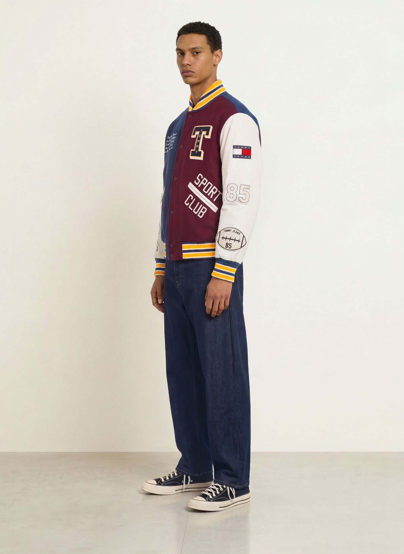 TOMMY JEANS Blouson van verschillende materialen: DONKERROOD / DONKERBLAUW / WIT