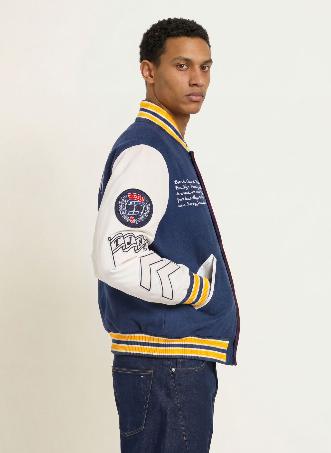 TOMMY JEANS Blouson van verschillende materialen: DONKERROOD / DONKERBLAUW / WIT