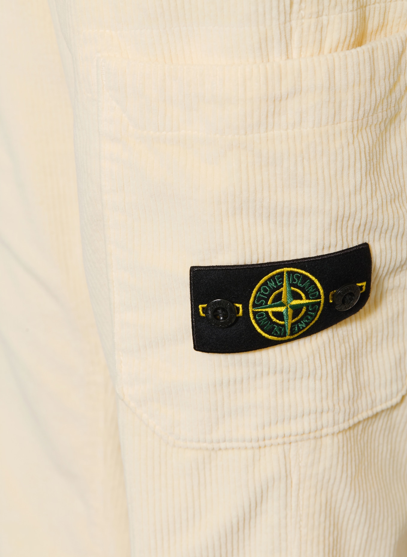 STONE ISLAND JUNIOR Pantaloni cargo din velur: CREM