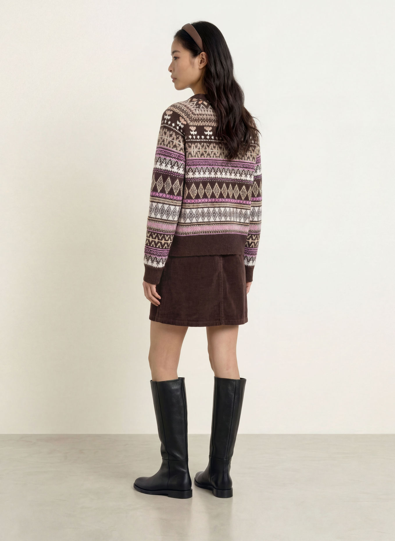Marc O'Polo DENIM Alpaca Sweater: CREAM / DARK BROWN / LIGHT PURPLE