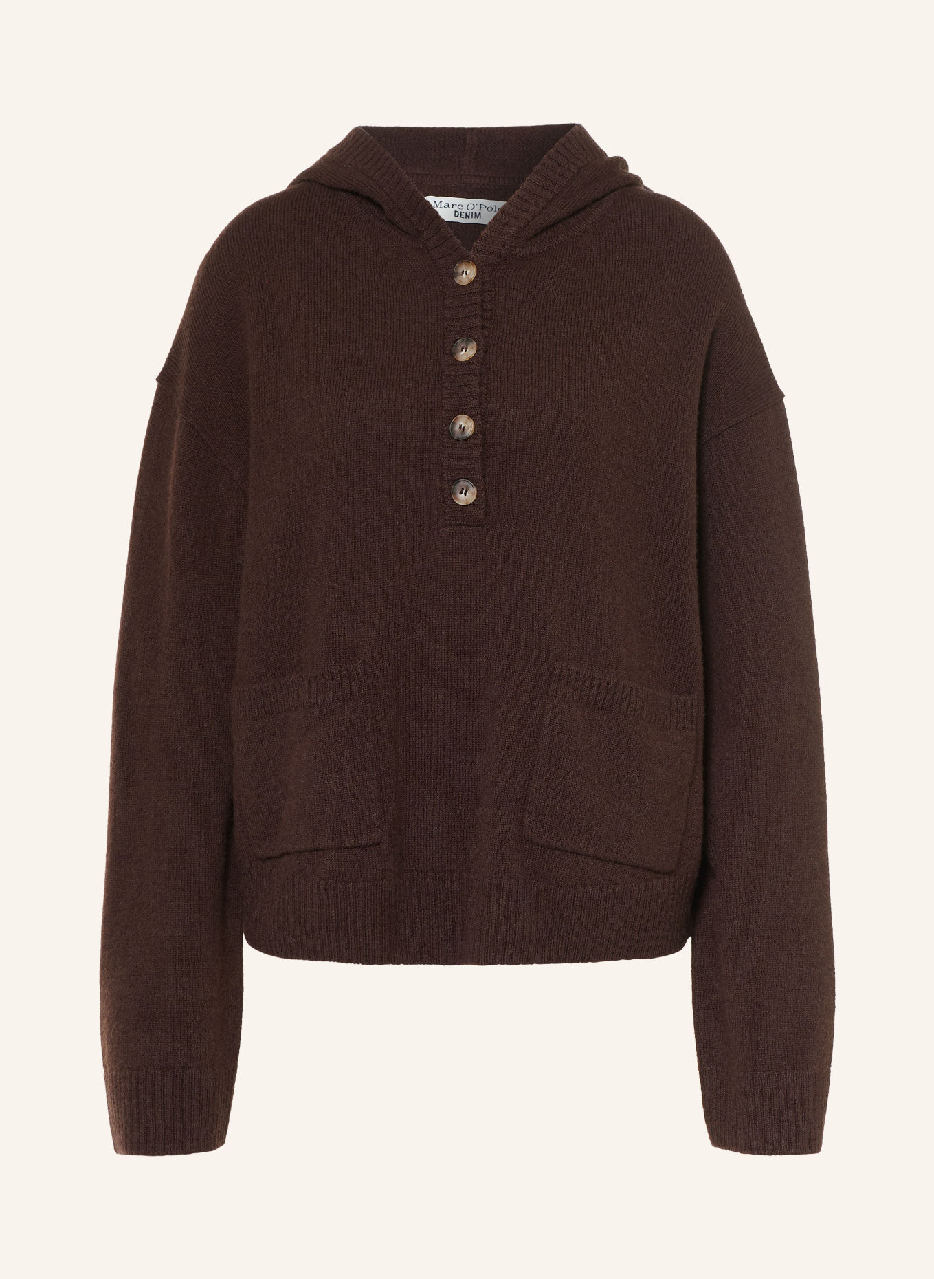 Marc O'Polo DENIM Strickhoodie: DUNKELROT