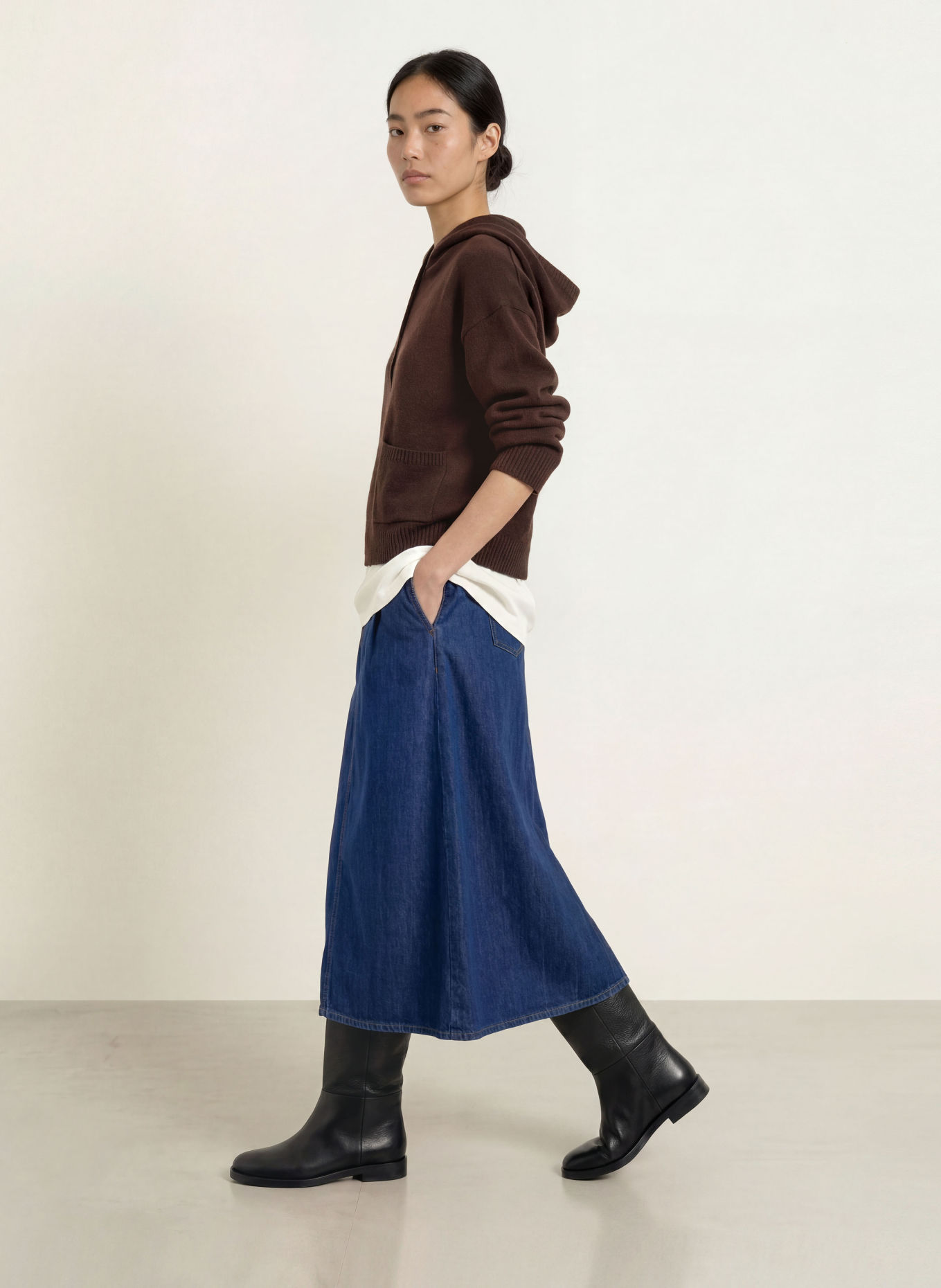 Marc O'Polo DENIM Strickhoodie: DUNKELROT