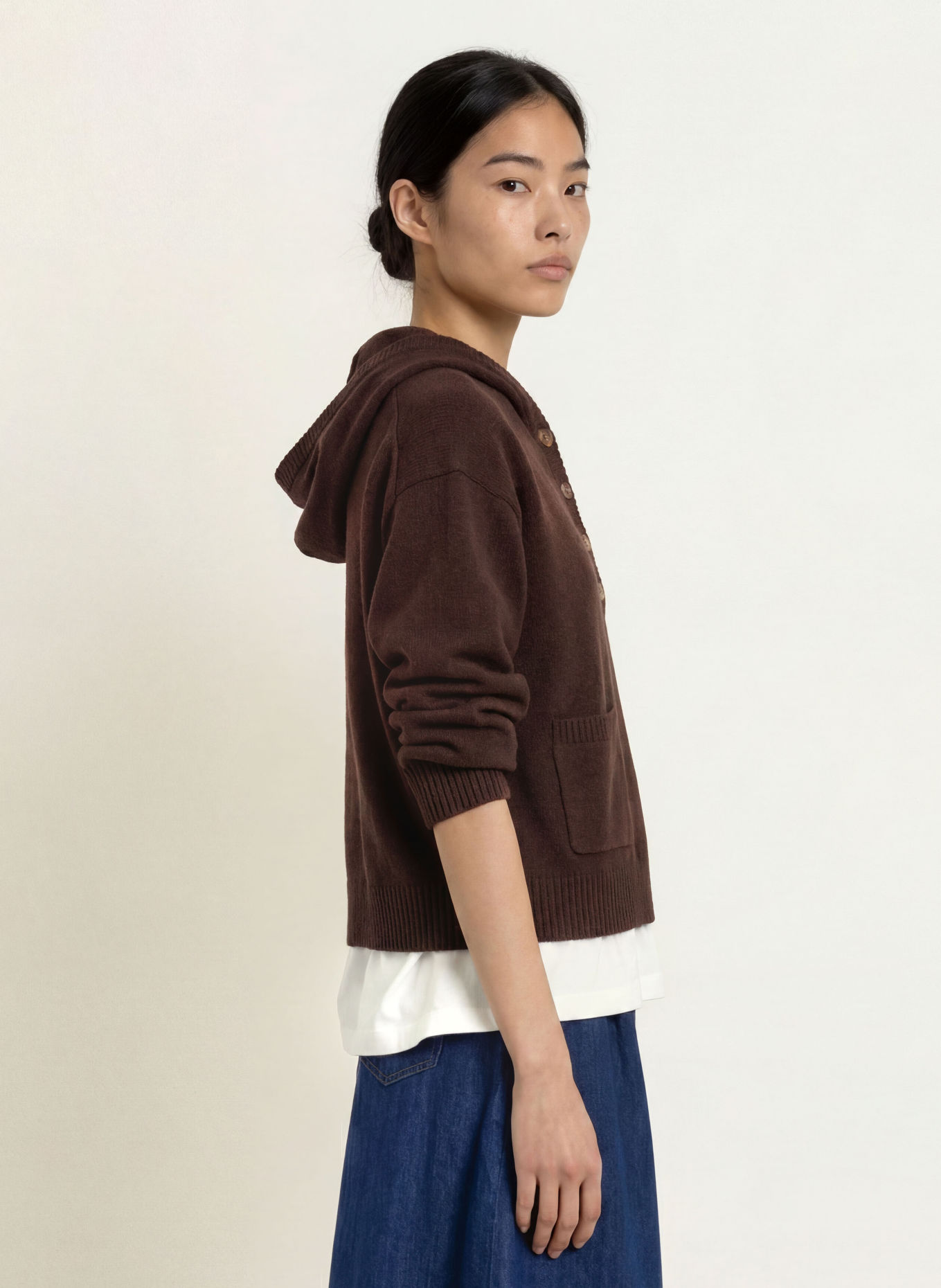 Marc O'Polo DENIM Strickhoodie: DUNKELROT