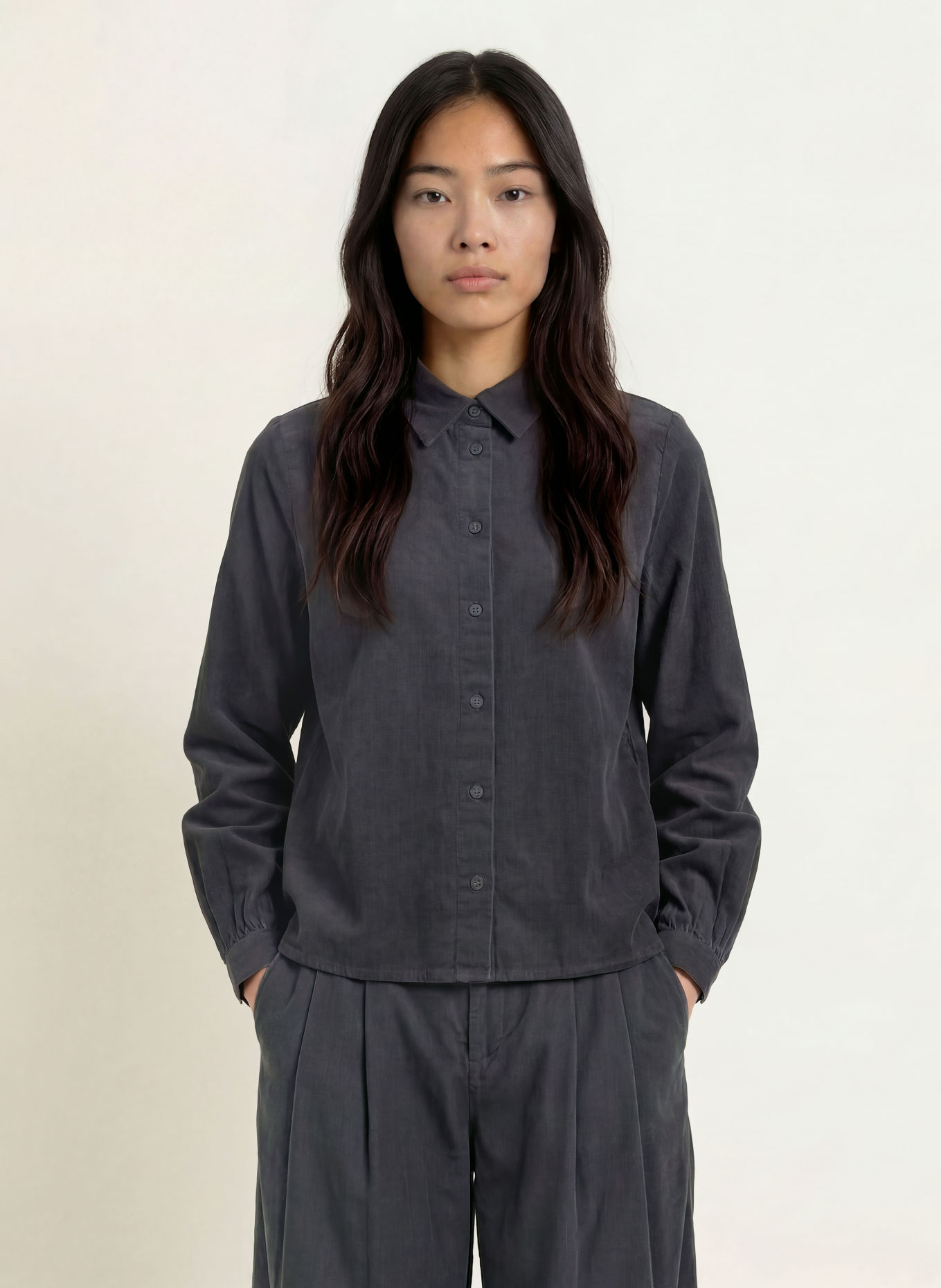 Marc O'Polo DENIM Hemdbluse aus Cord: GRAU