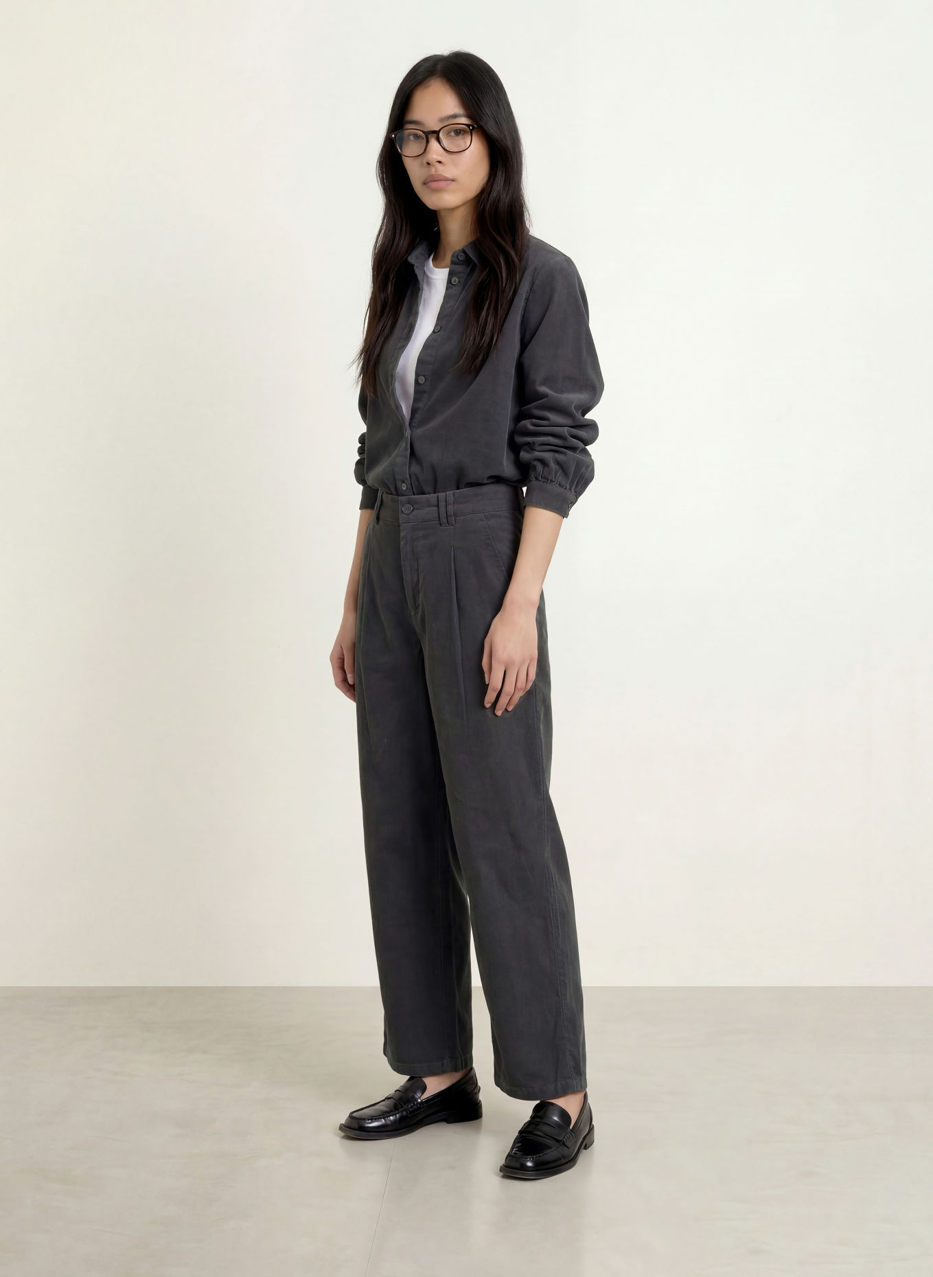 Marc O'Polo DENIM Hemdbluse aus Cord: GRAU