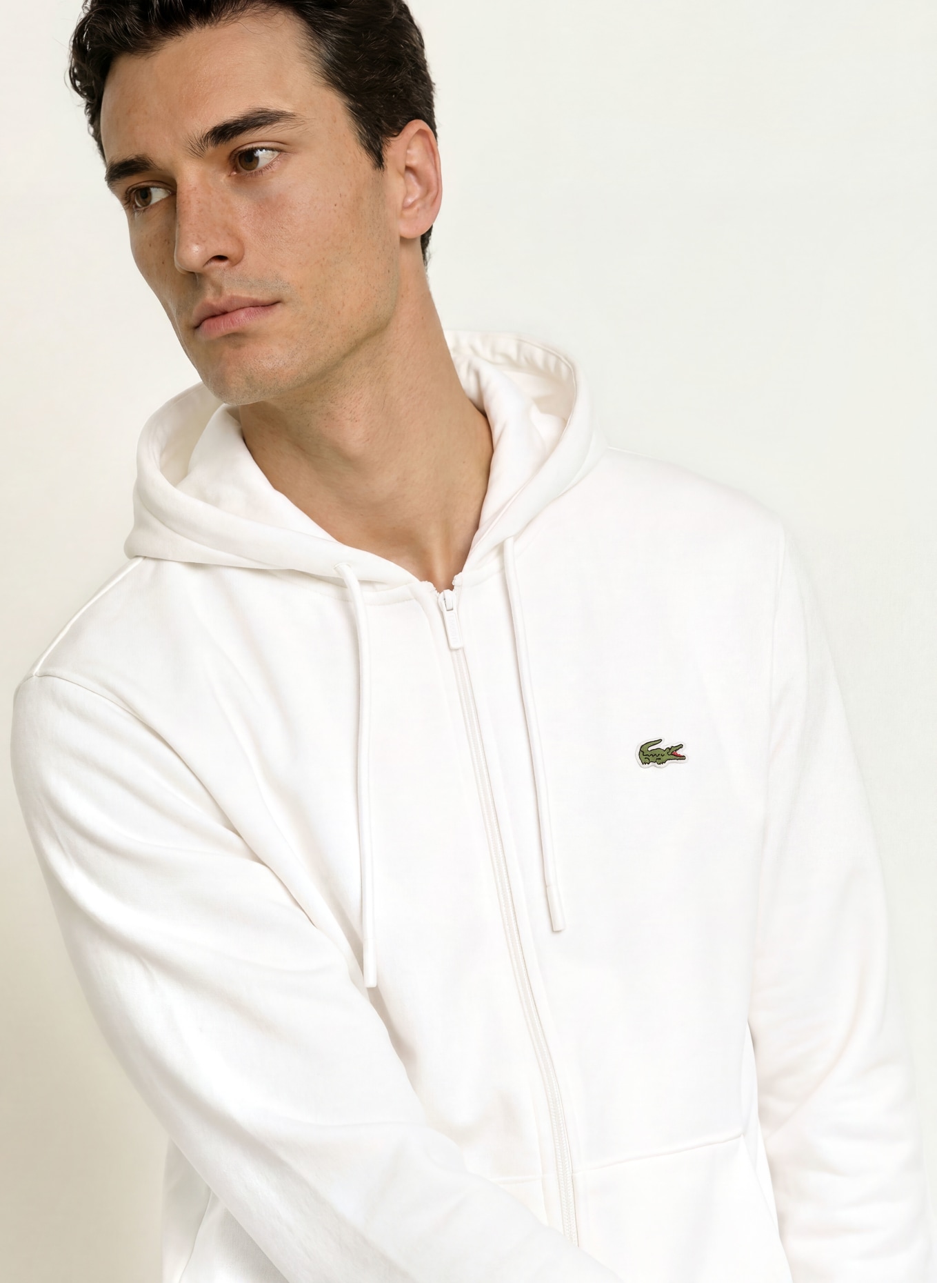 LACOSTE Zip-up sweatshirt: WHITE