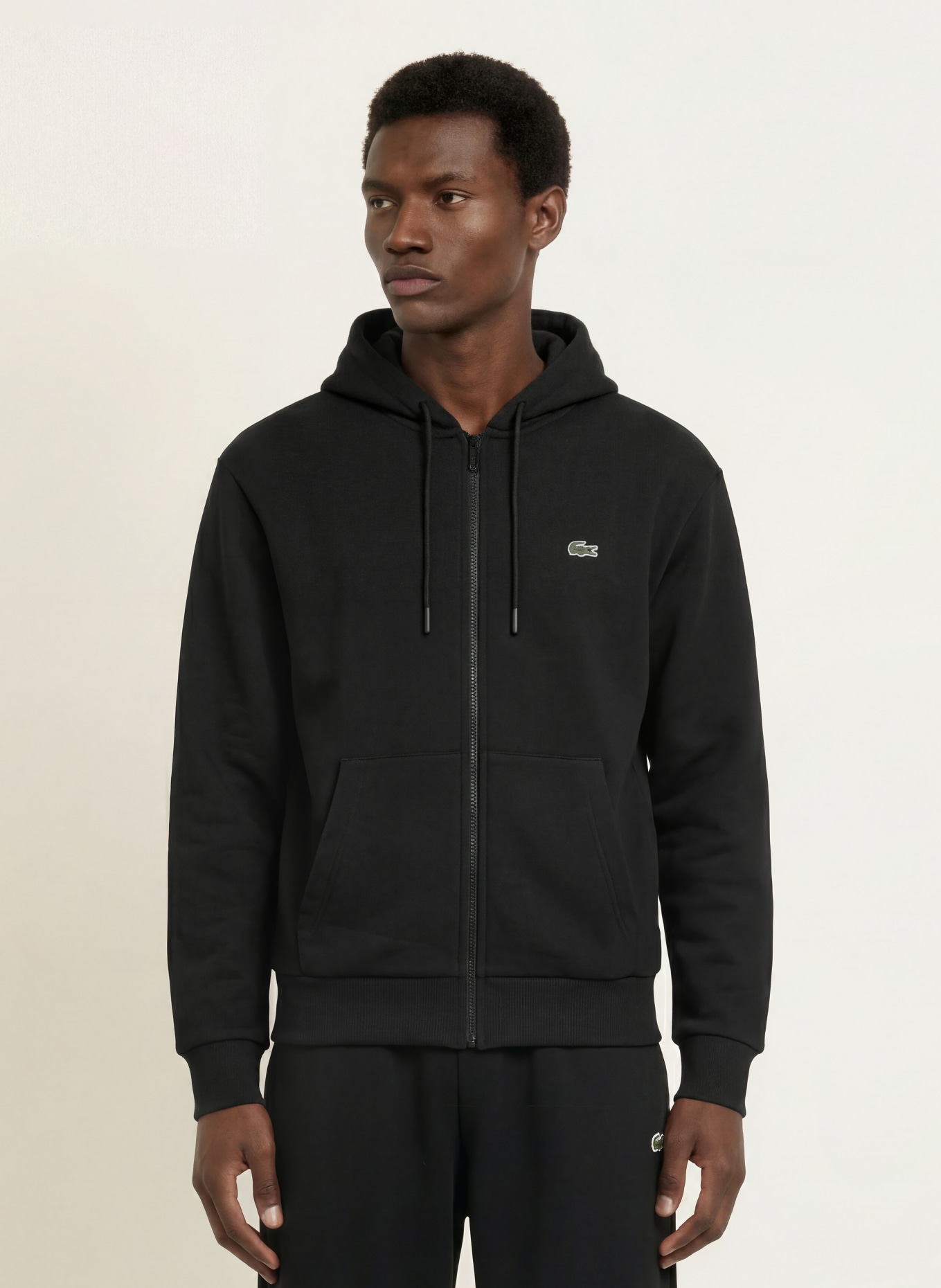 LACOSTE Zip-up sweatshirt: BLACK