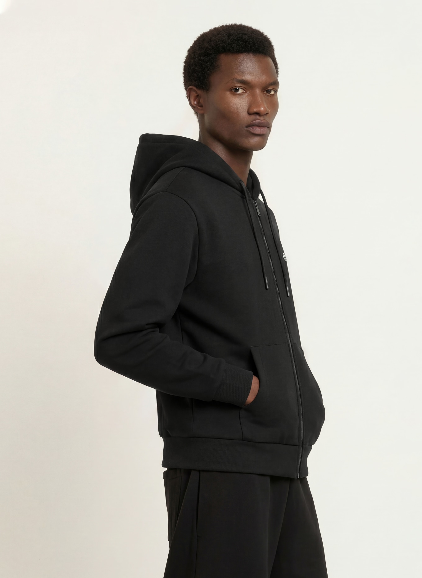 LACOSTE Zip-up sweatshirt: BLACK
