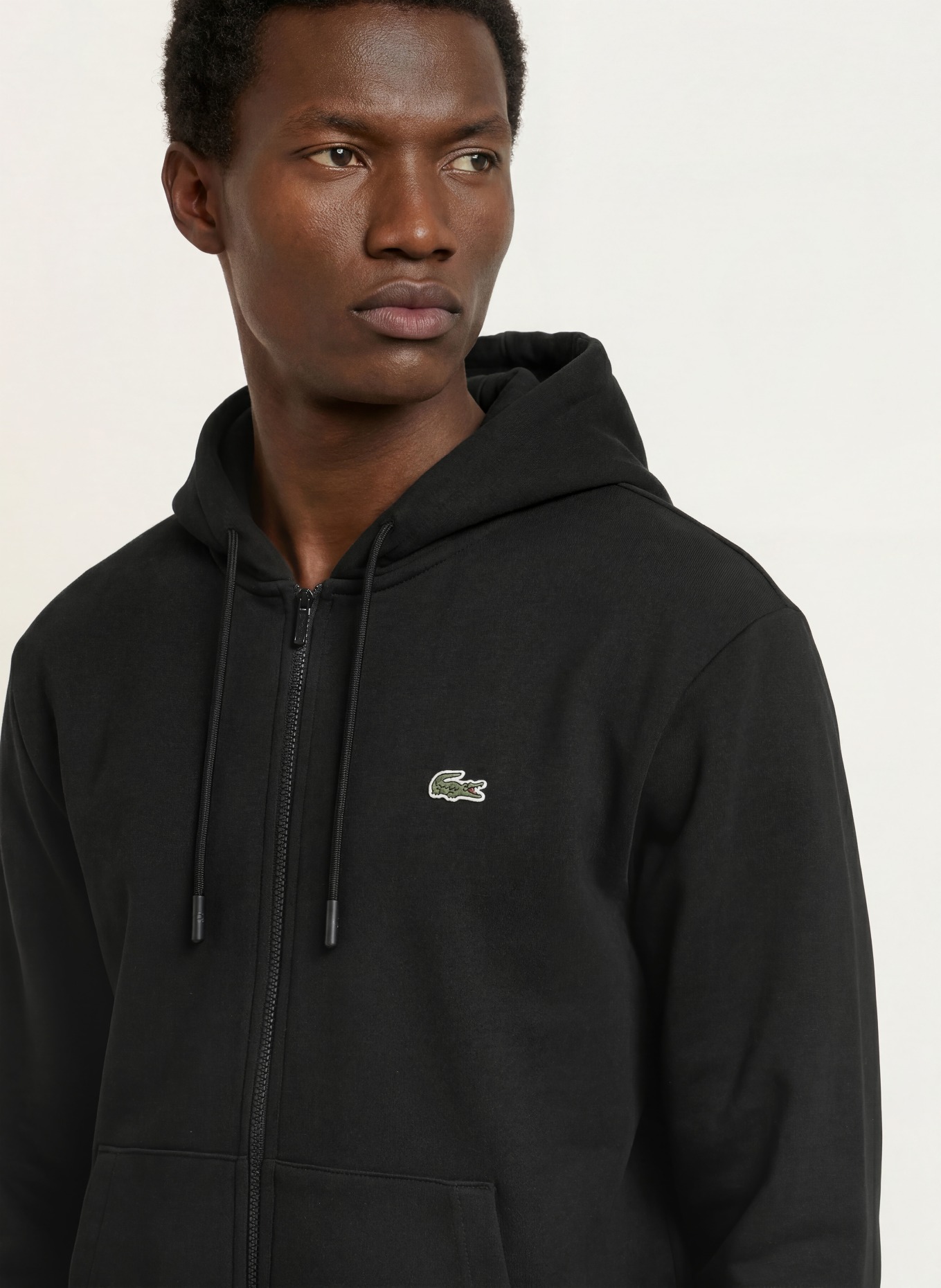 LACOSTE Zip-up sweatshirt: BLACK