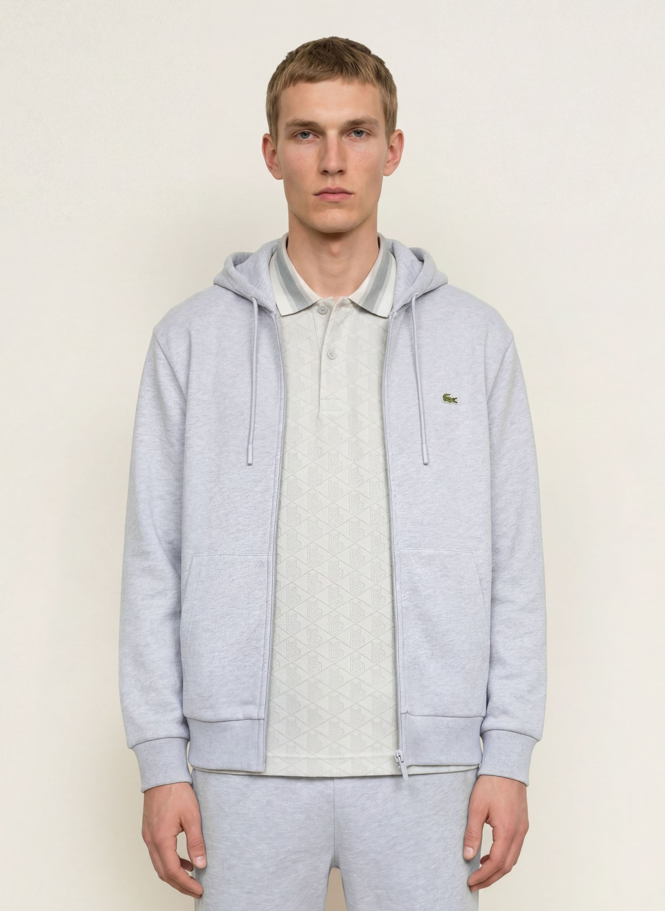 LACOSTE Zip-up sweatshirt: LIGHT GRAY