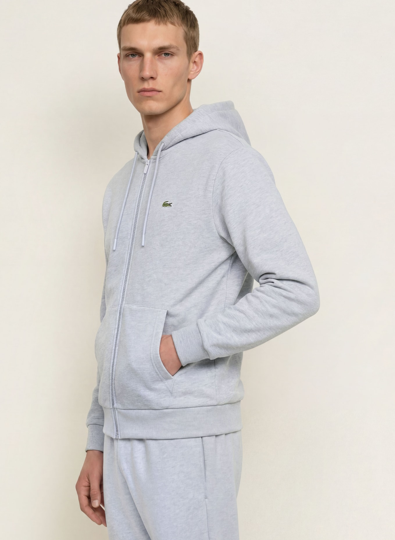 LACOSTE Zip-up sweatshirt: LIGHT GRAY