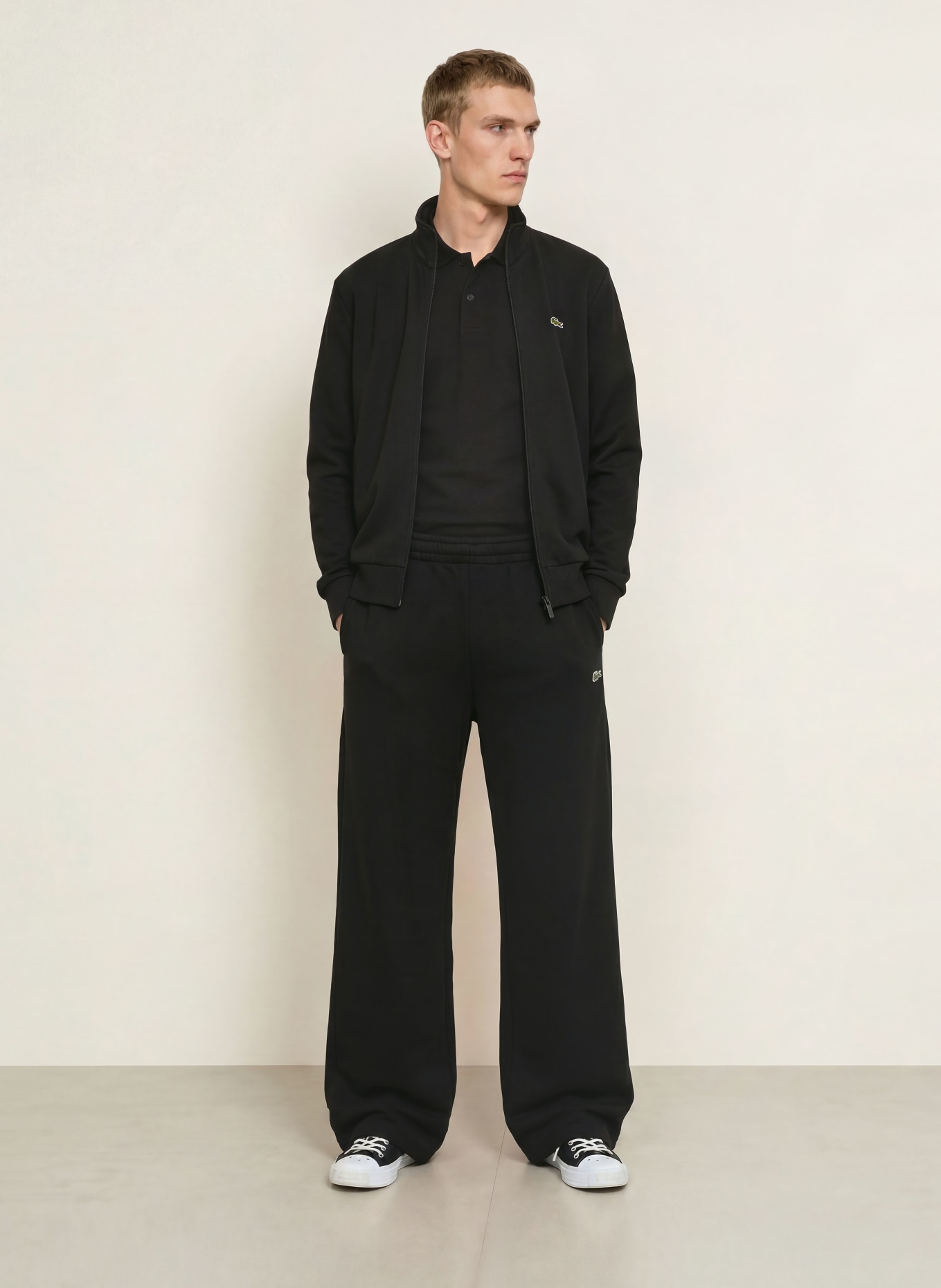LACOSTE Zip-up sweatshirt: BLACK