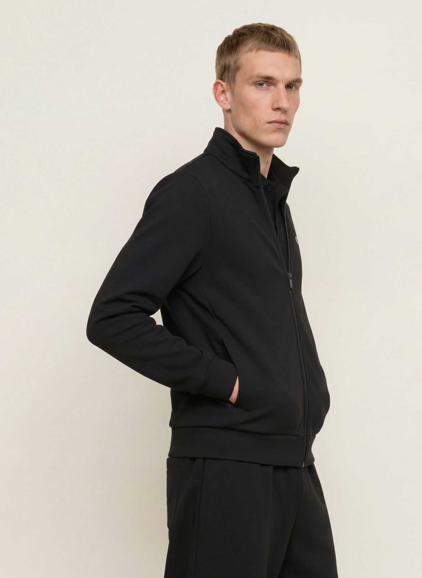 LACOSTE Zip-up sweatshirt: BLACK