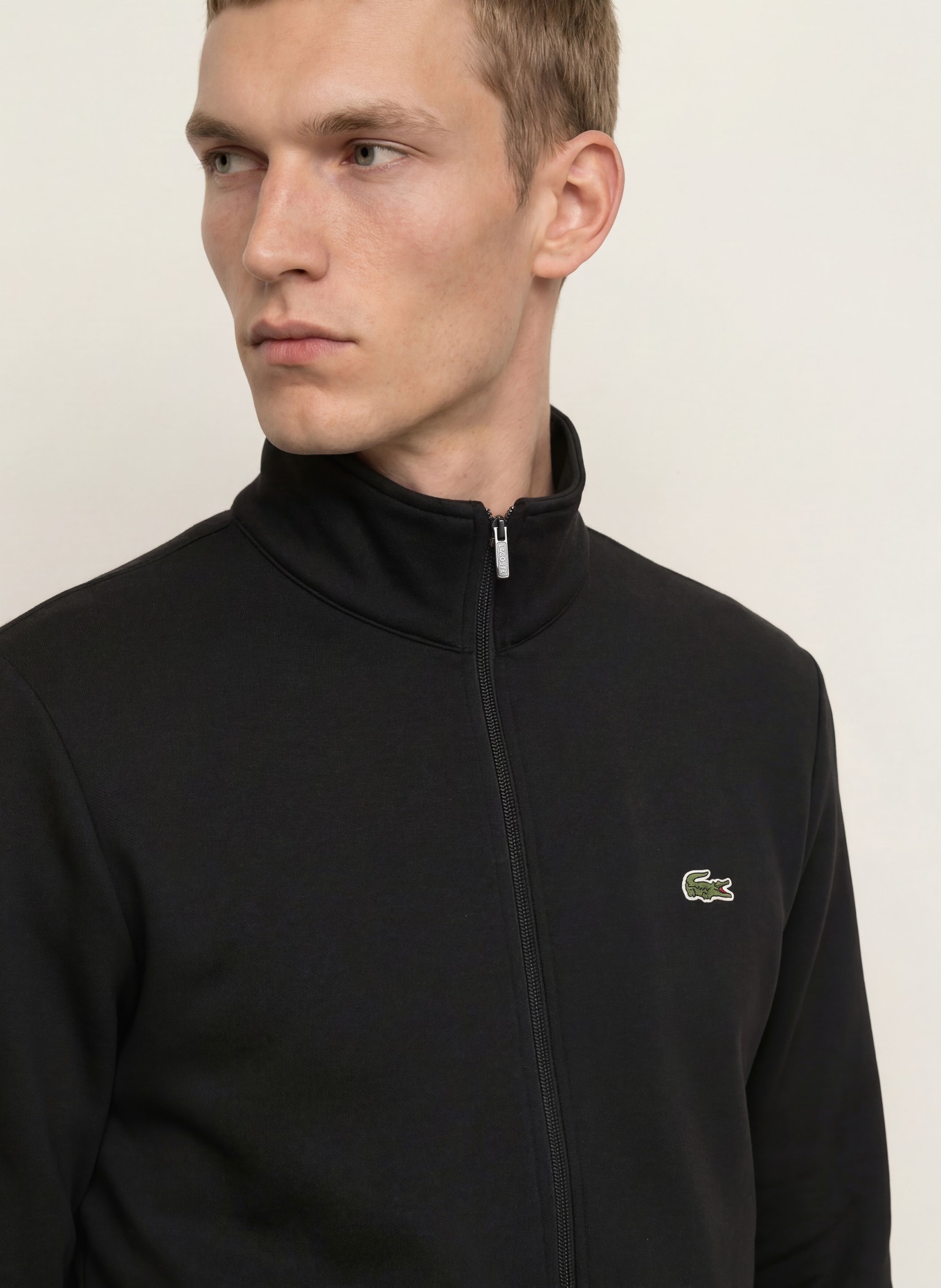 LACOSTE Zip-up sweatshirt: BLACK