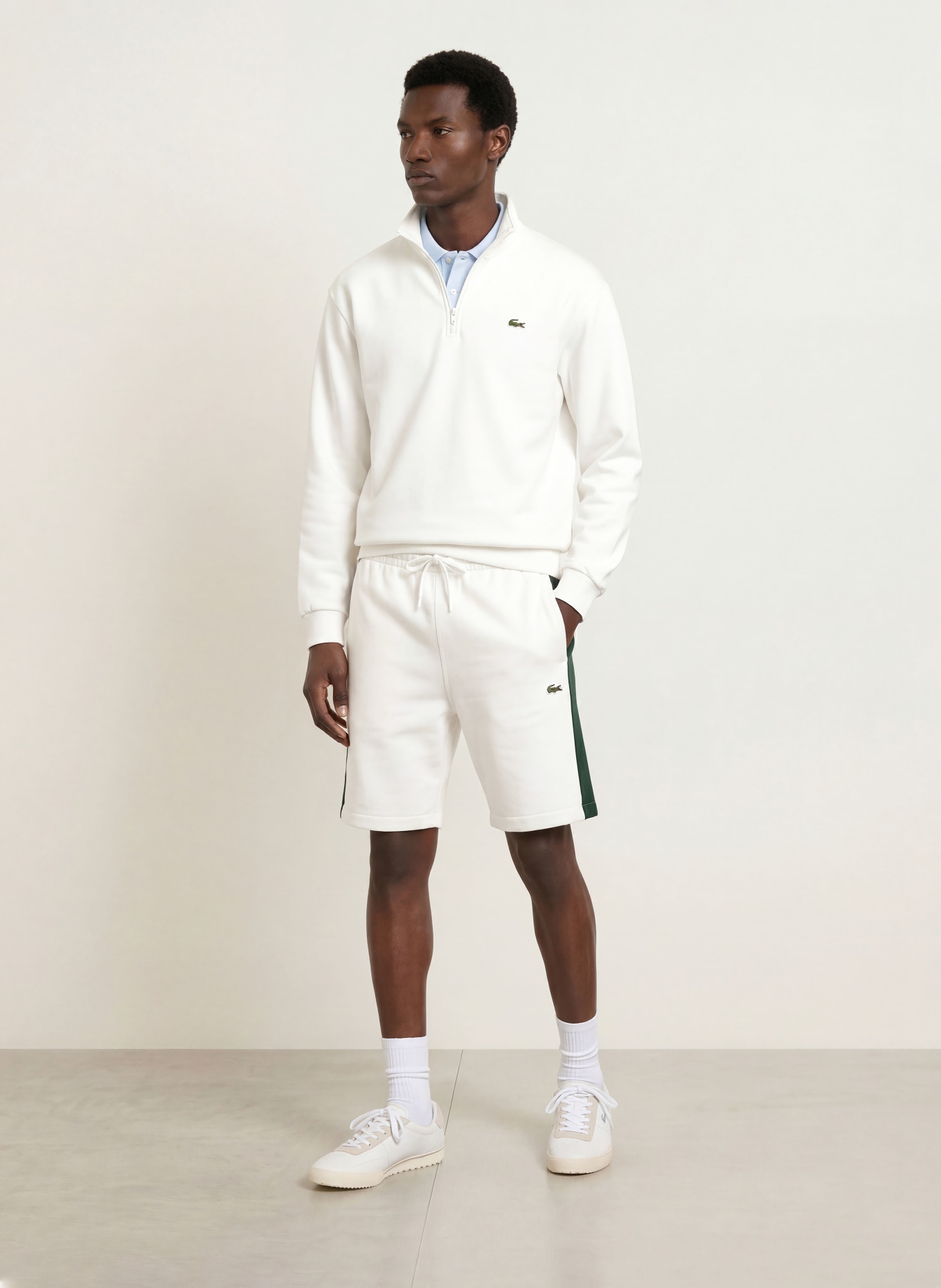 LACOSTE Hanorac cu glugă: ECRU