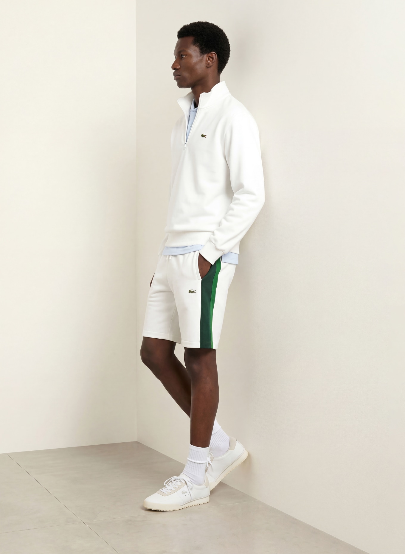 LACOSTE Hanorac cu glugă: ECRU