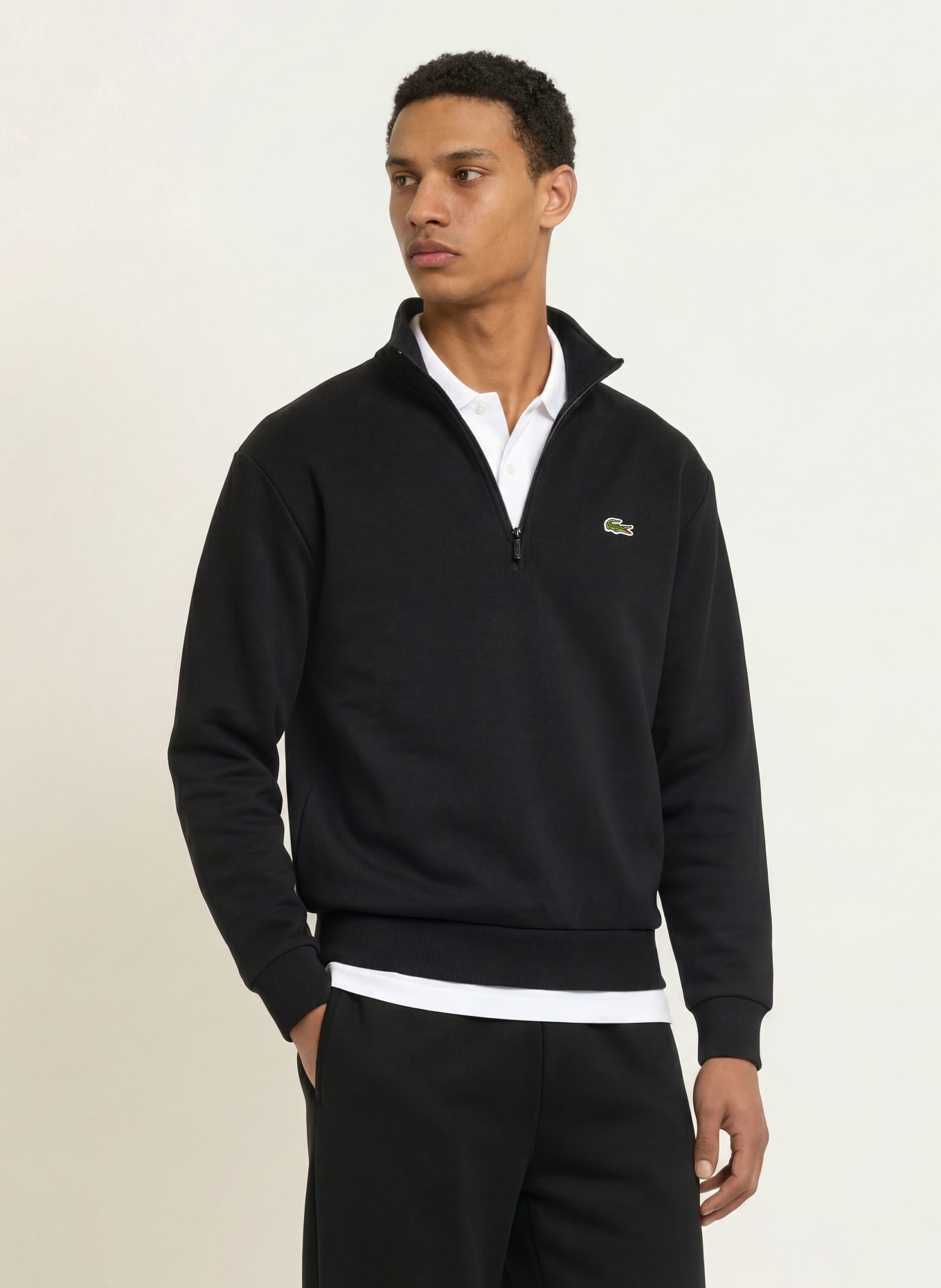 LACOSTE Half-zip sweatshirt: BLACK