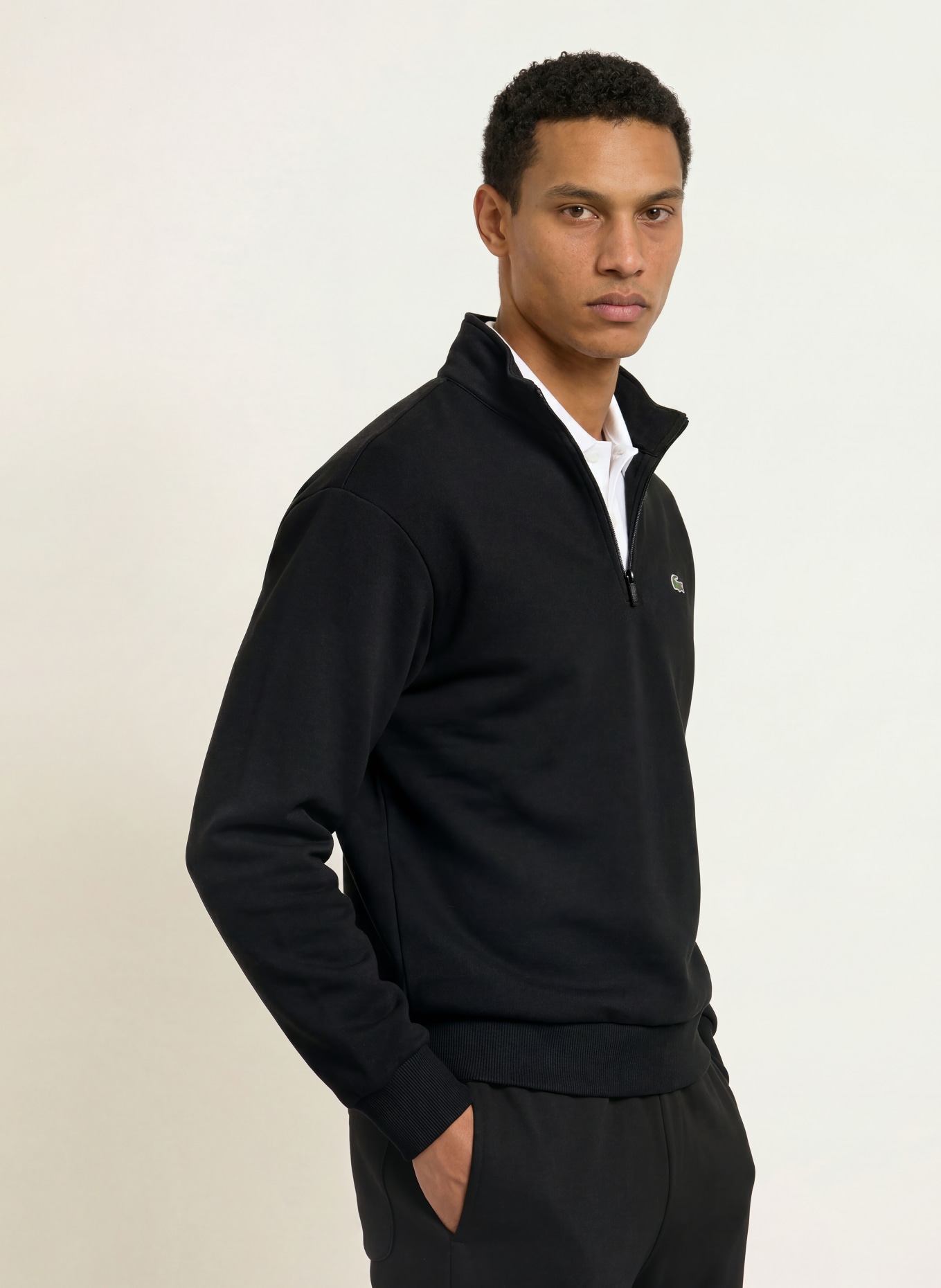 LACOSTE Half-zip sweatshirt: BLACK