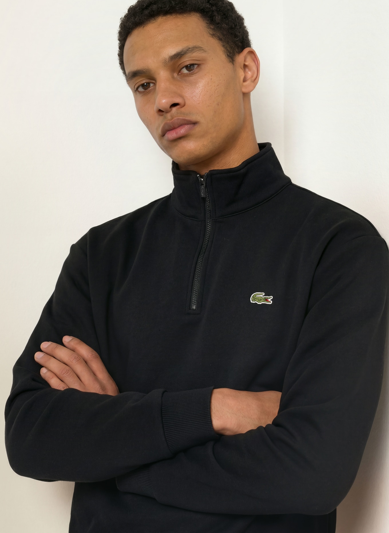 LACOSTE Half-zip sweatshirt: BLACK