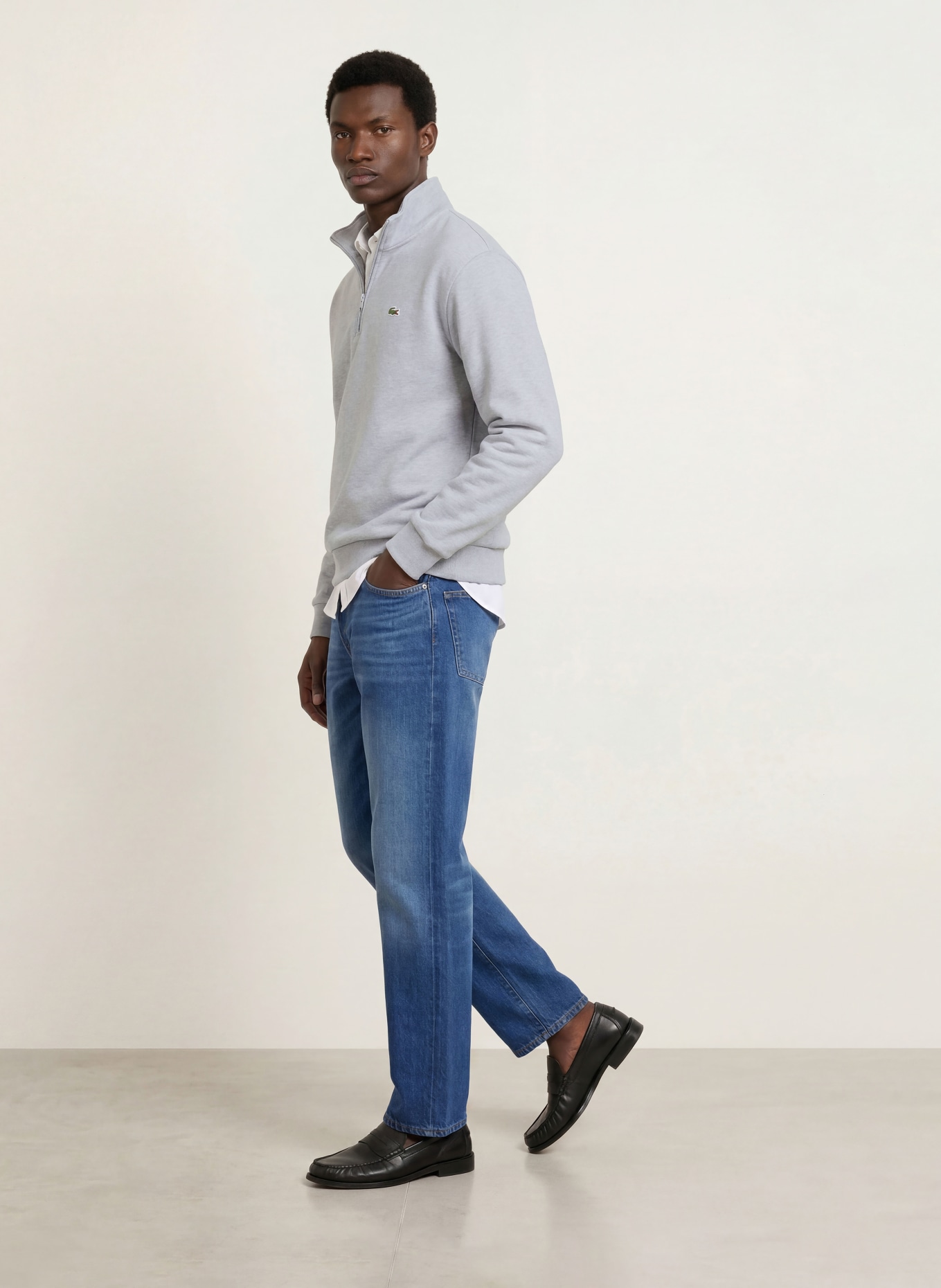 LACOSTE Half-zip sweatshirt: LIGHT GRAY