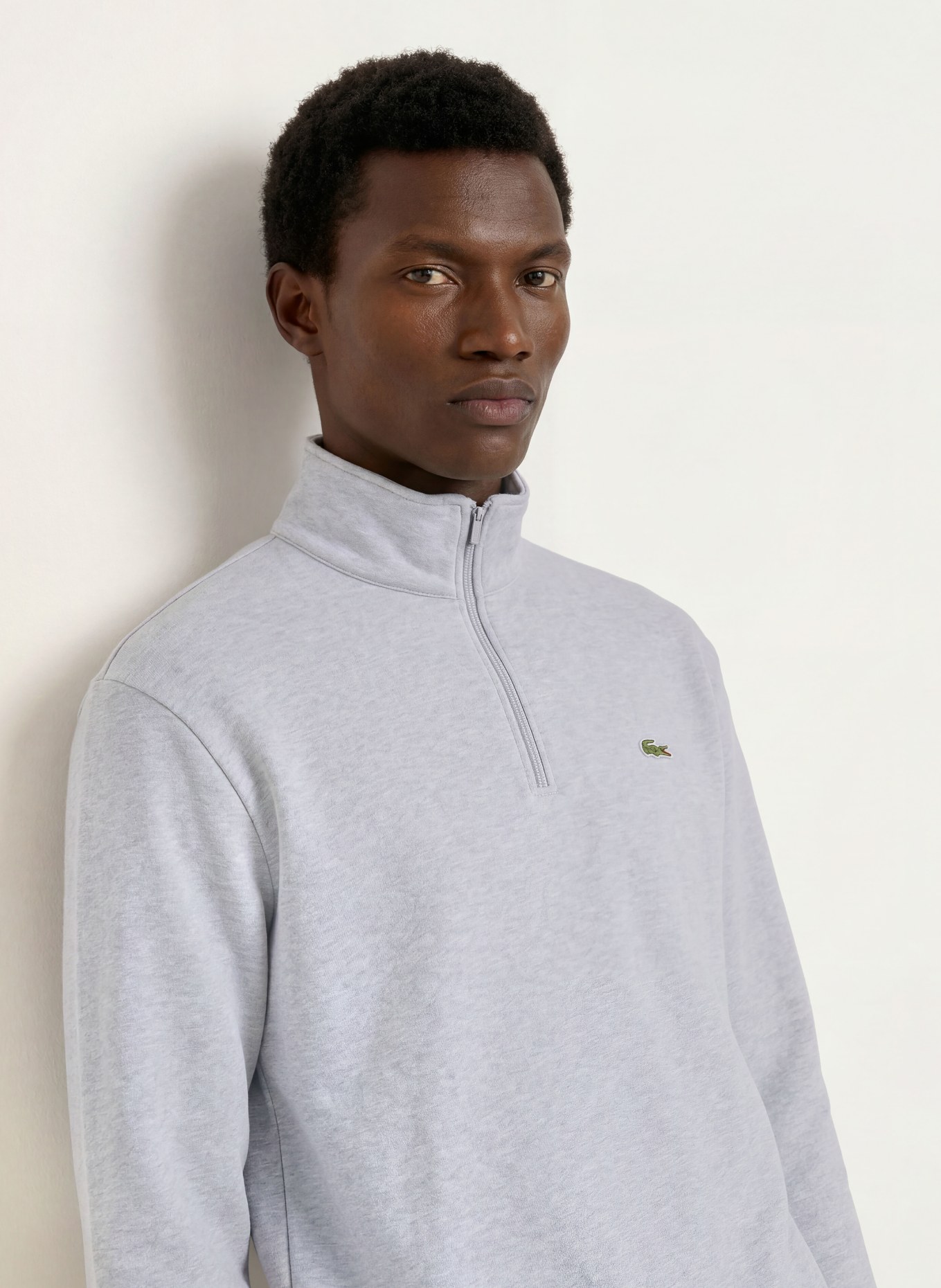 LACOSTE Half-zip sweatshirt: LIGHT GRAY