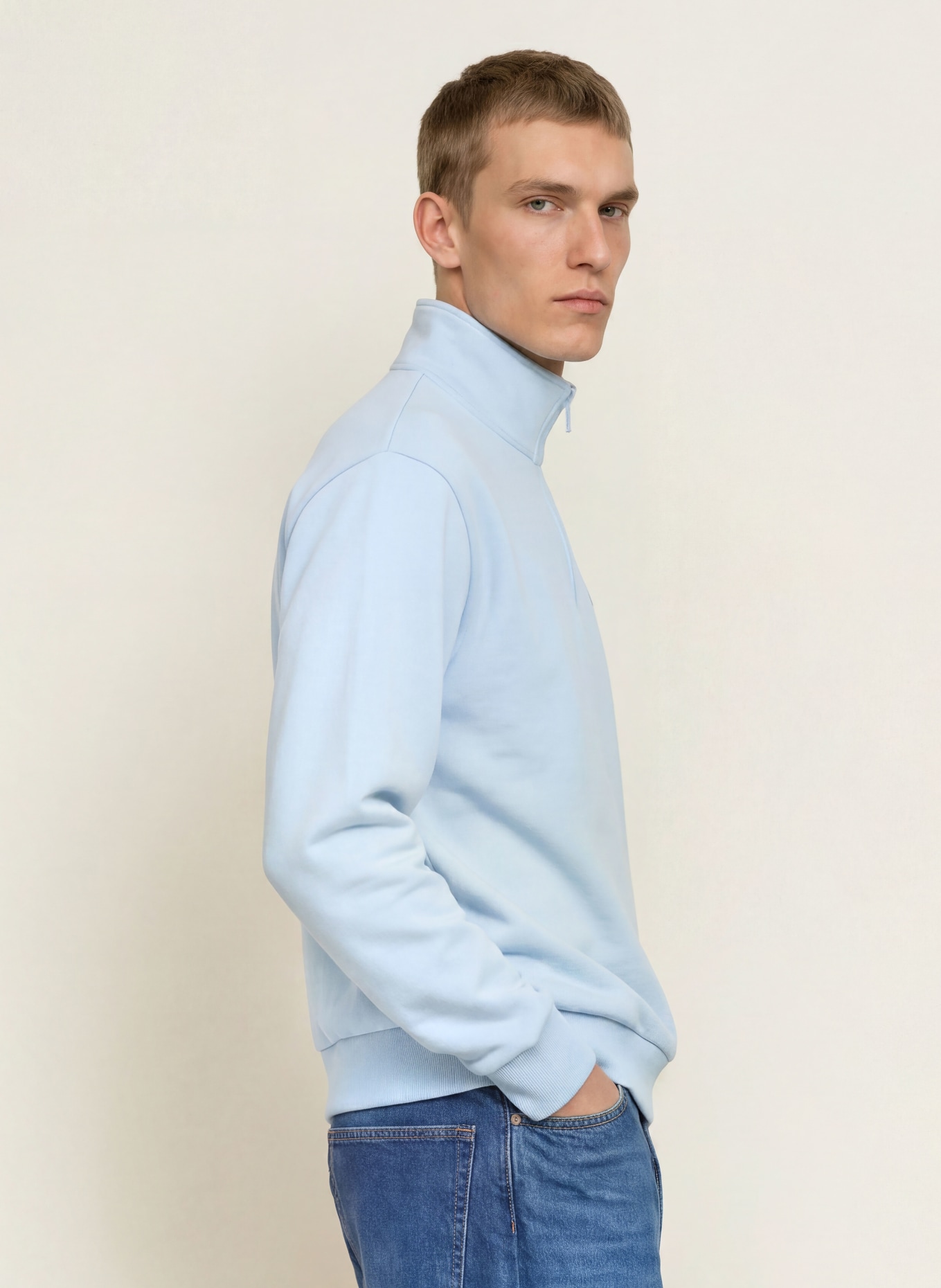 LACOSTE Sweater met halve rits: LICHTBLAUW