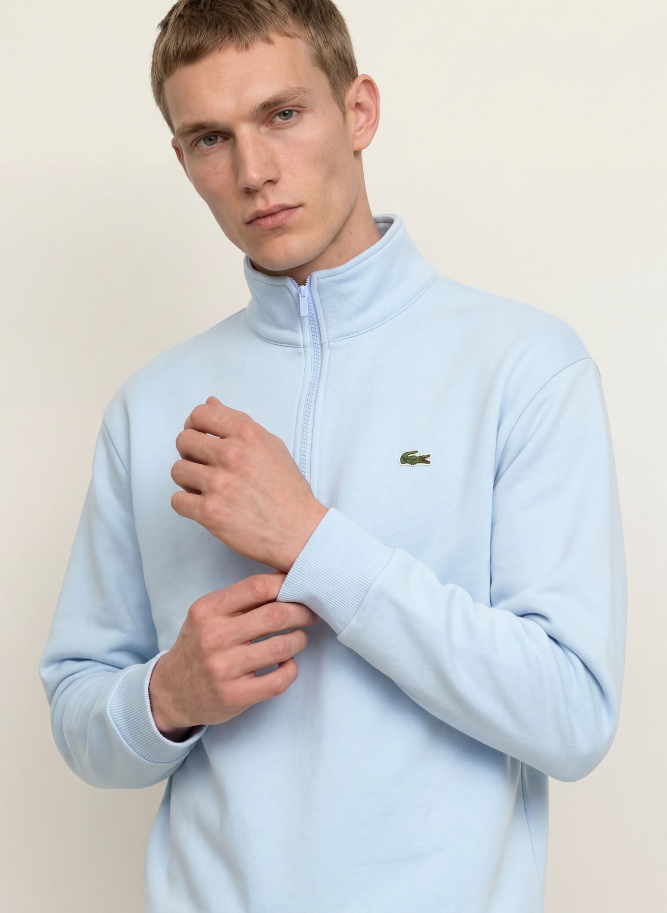 LACOSTE Sweater met halve rits: LICHTBLAUW