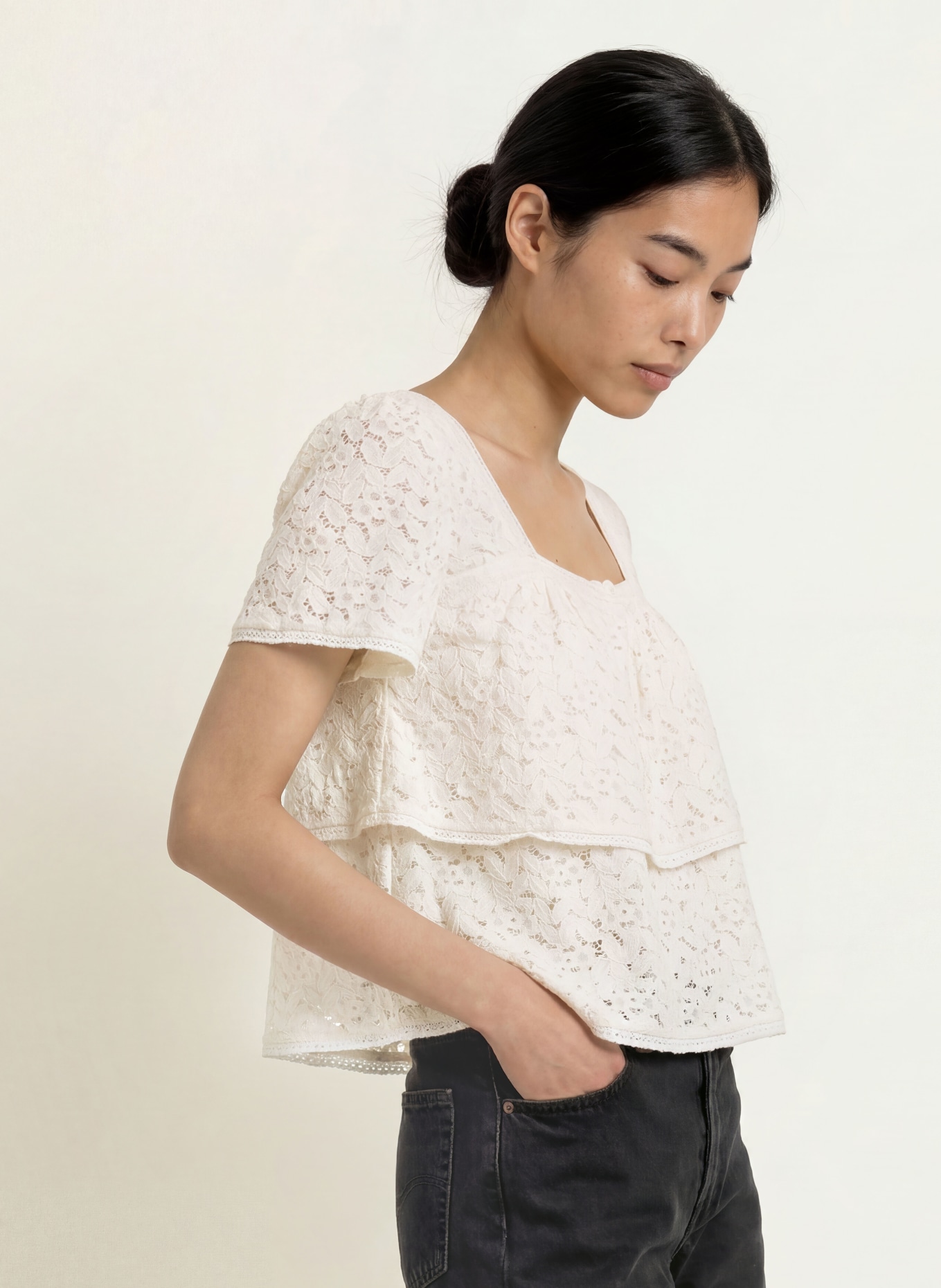Levi's® Blusenshirt aus Spitze: CREME