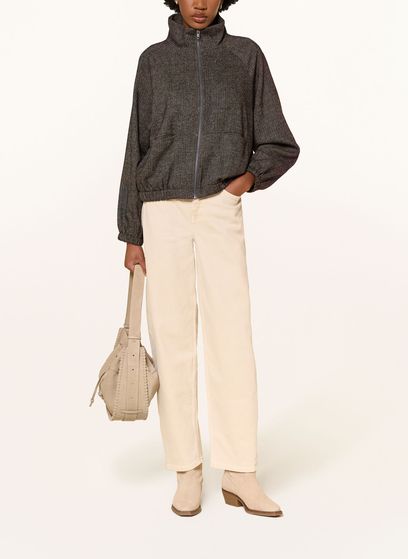 lollys laundry MAELL Bomber jacket: DARK BROWN / BEIGE