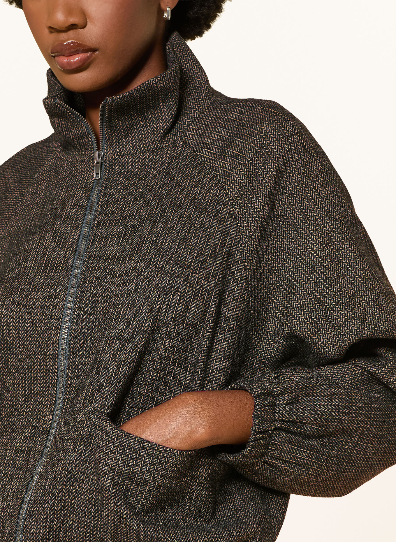 lollys laundry MAELL Bomber jacket: DARK BROWN / BEIGE