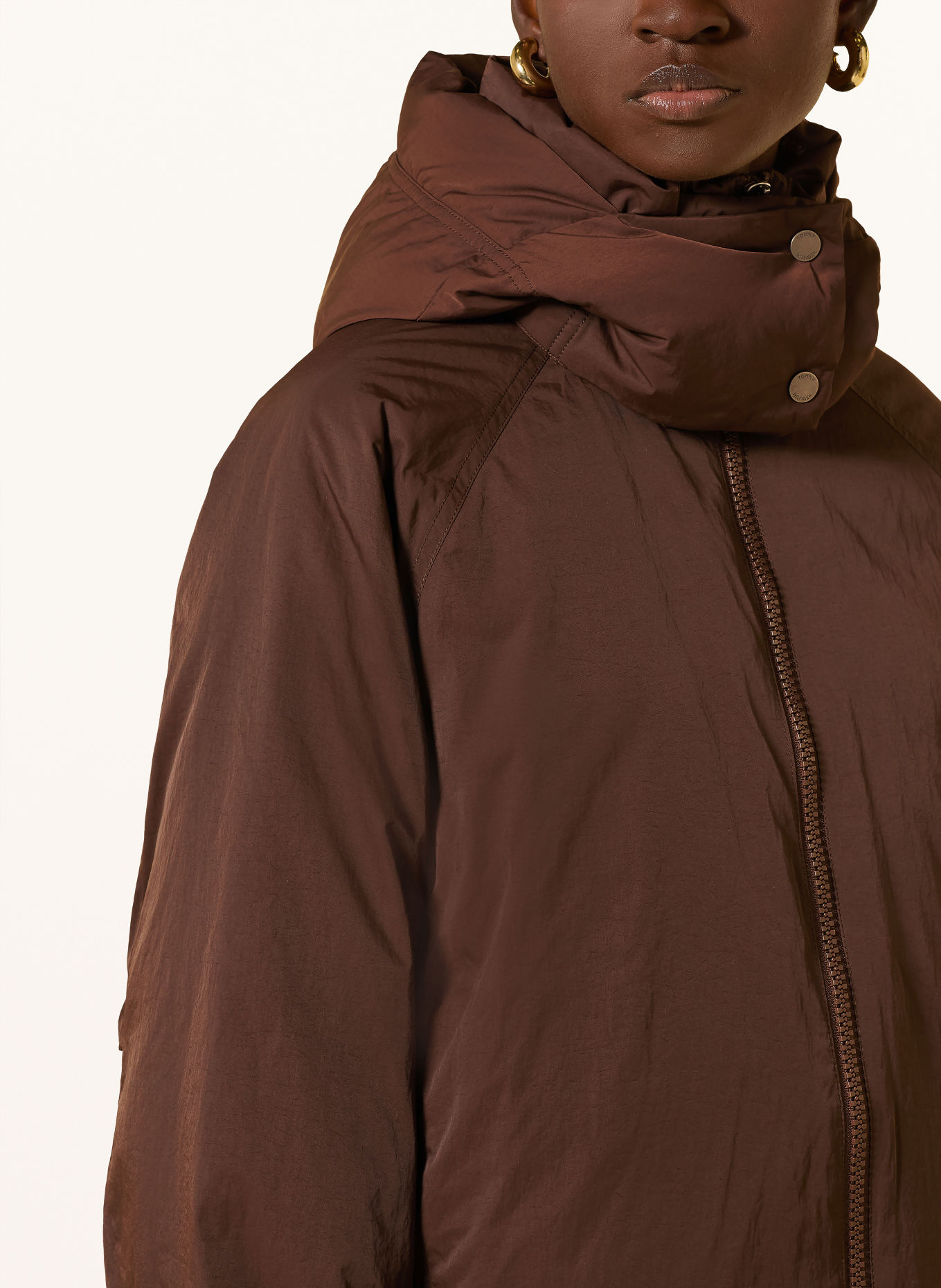 TOMMY HILFIGER Donsjas met afneembare capuchon: MARRON FONCÉ
