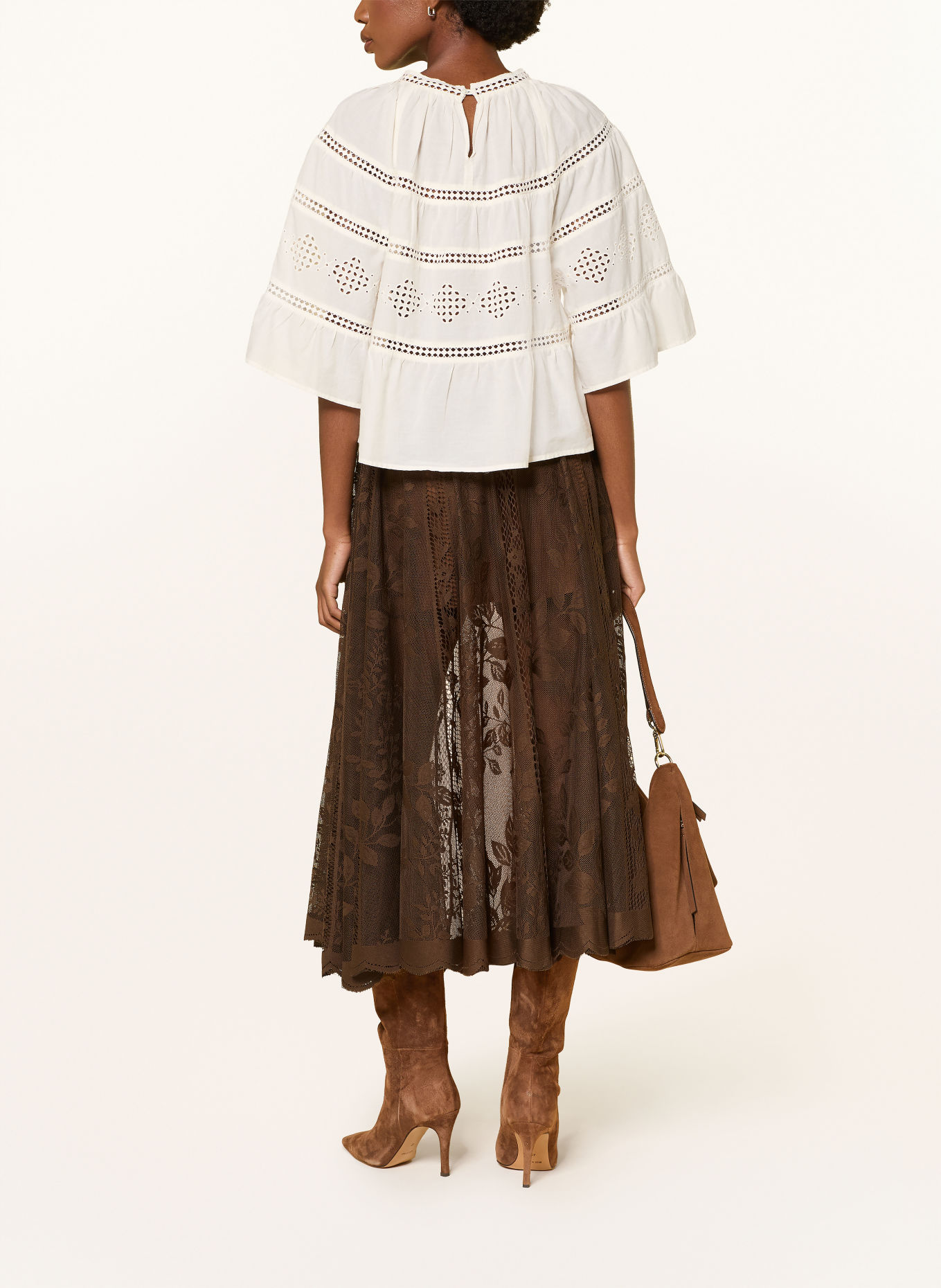 lollys laundry COLLINSLL Lace Skirt: BROWN