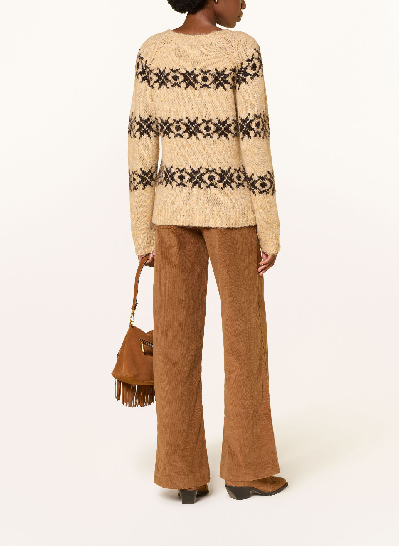 lollys laundry LATTIELL Sweater: BEIGE / DARK BROWN