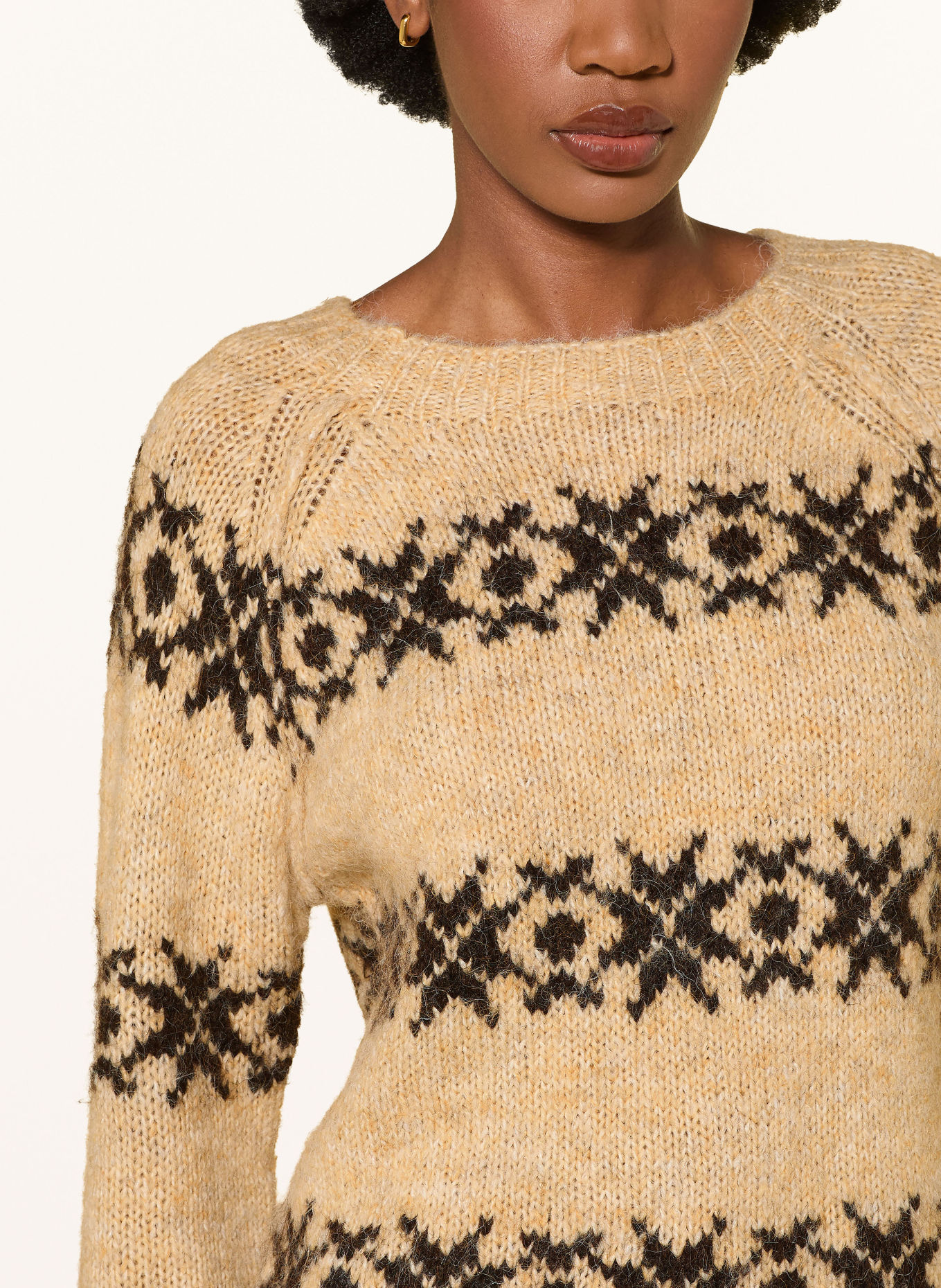 lollys laundry LATTIELL Sweater: BEIGE / DARK BROWN