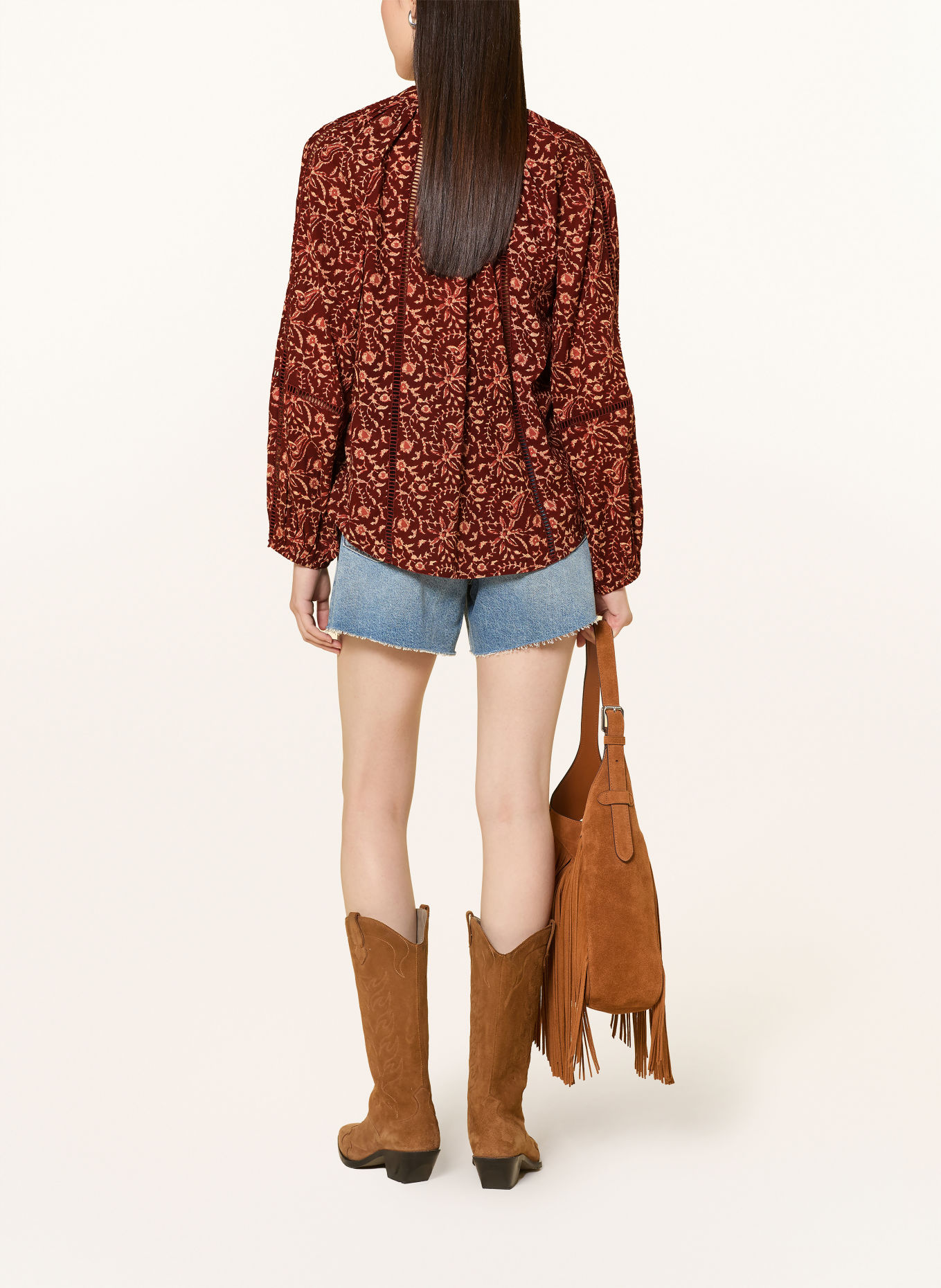 lollys laundry Bluse VEROLL: DUNKELROT / BEIGE