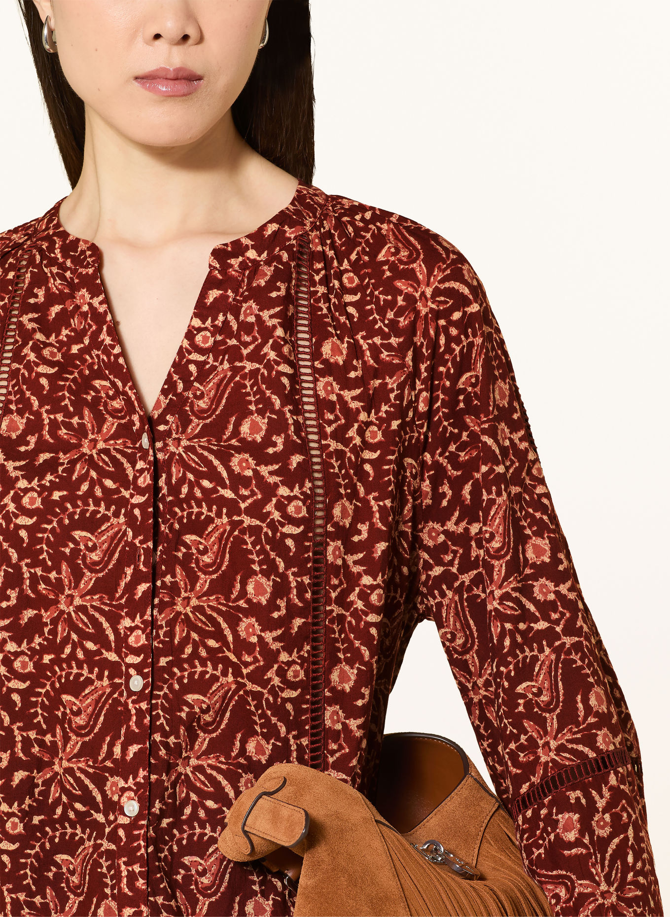 lollys laundry Bluse VEROLL: DUNKELROT / BEIGE