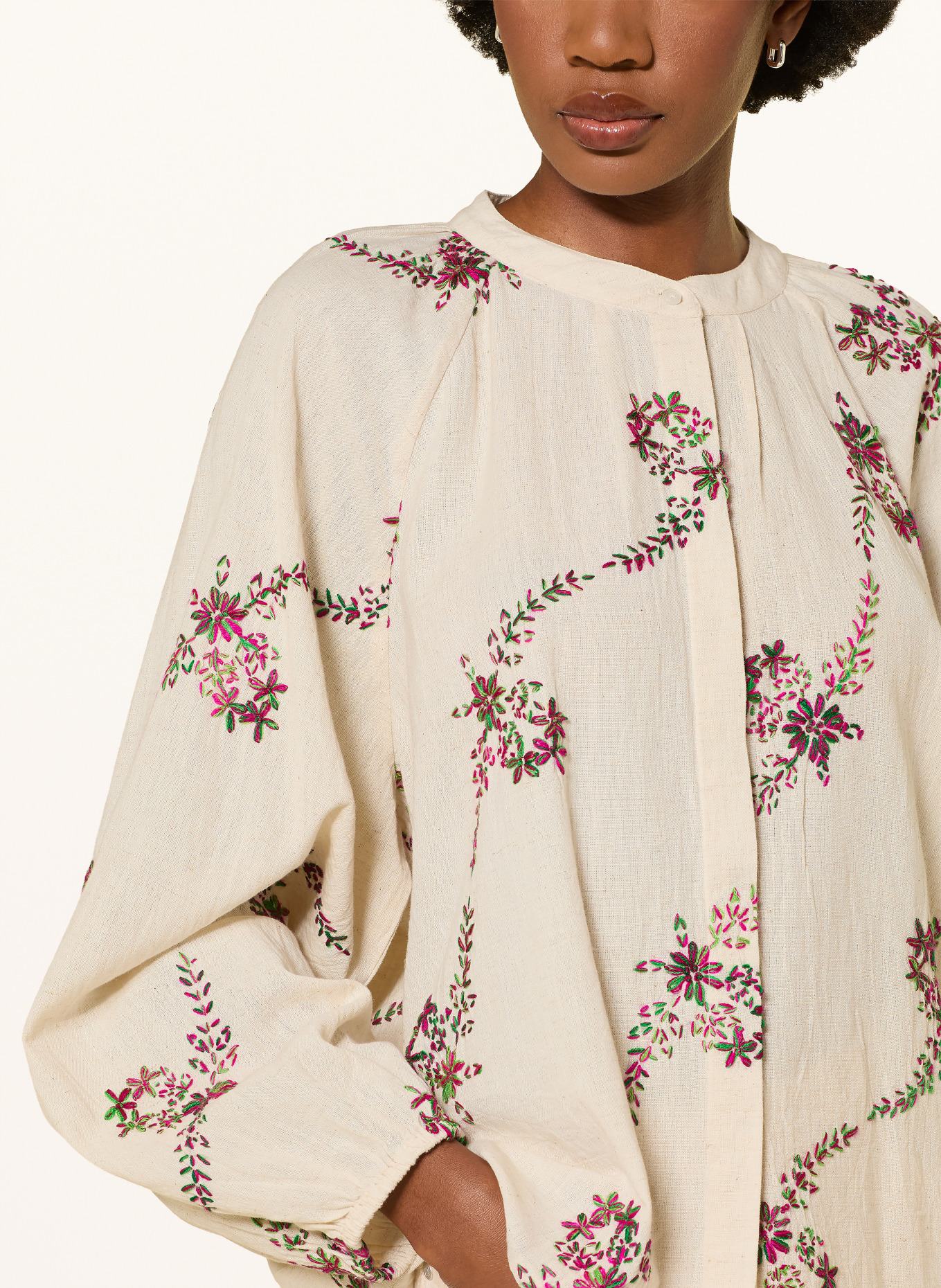 lollys laundry Blouse: BEIGE / DONKERROOD / GROEN