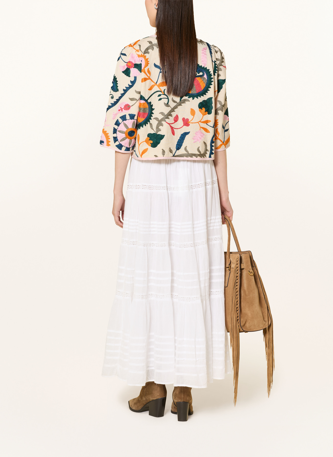 lollys laundry TRINELL-blazer met 3/4-mouwen: ORANJE / ROSE CLAIR / DONKERGROEN