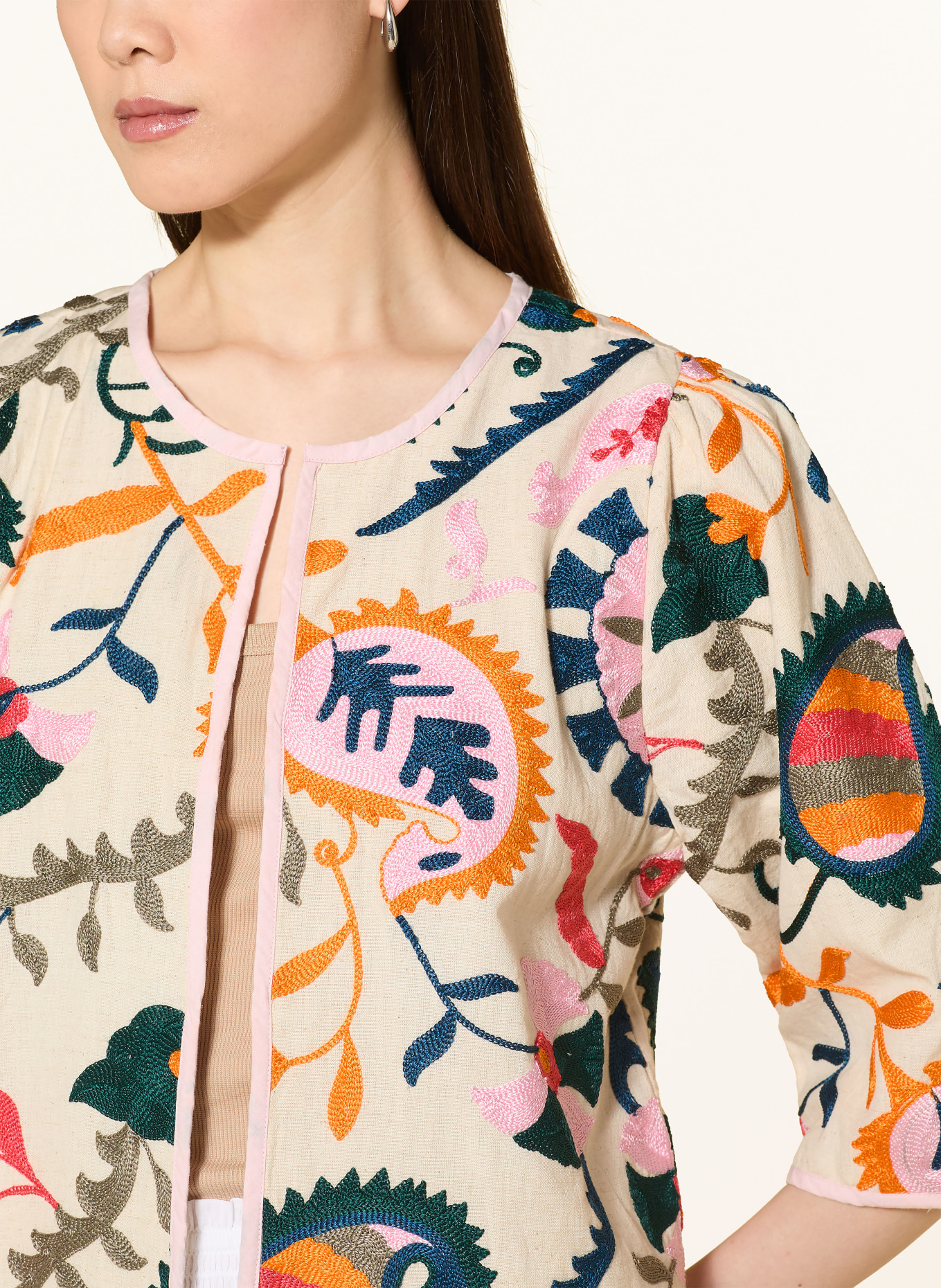 lollys laundry TRINELL-blazer met 3/4-mouwen: ORANJE / ROSE CLAIR / DONKERGROEN