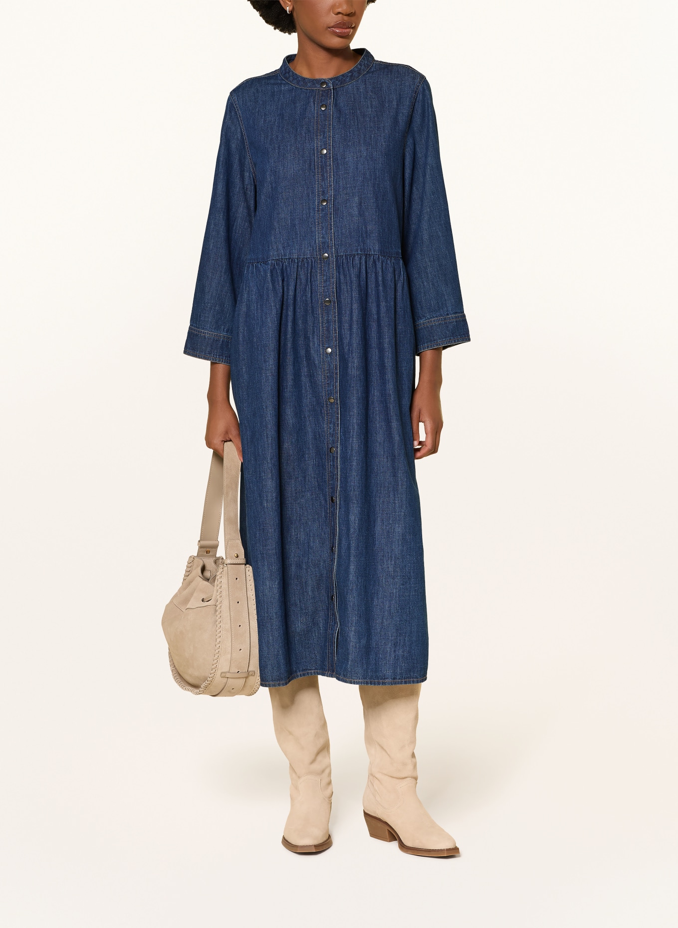 lollys laundry ALIYALL-jurk in jeanslook met 3/4-mouwen: BLAUW