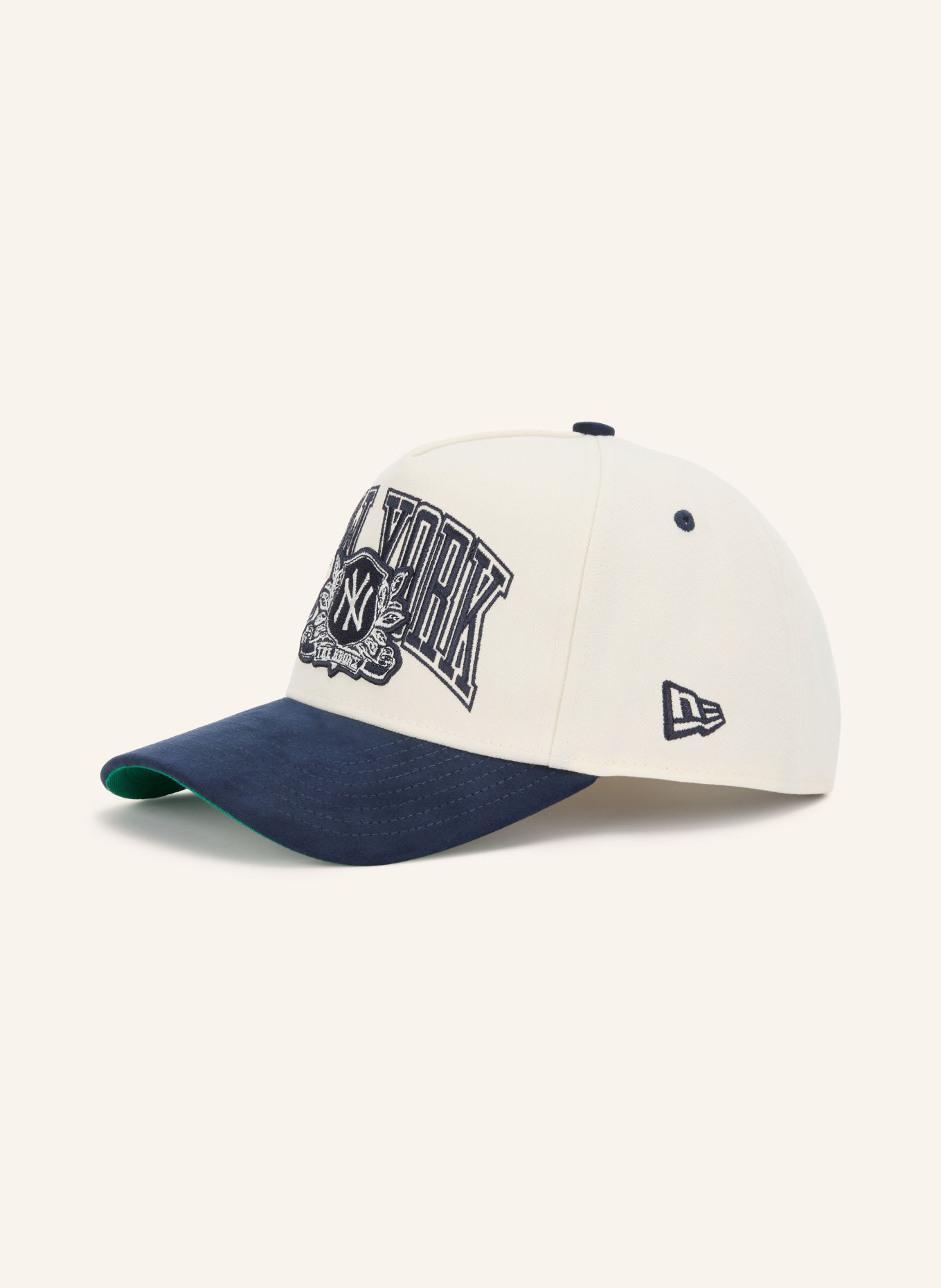 NEW ERA Cap WORDMARK SUEDE E-FRAME: CREME / GRÜN / DUNKELBLAU